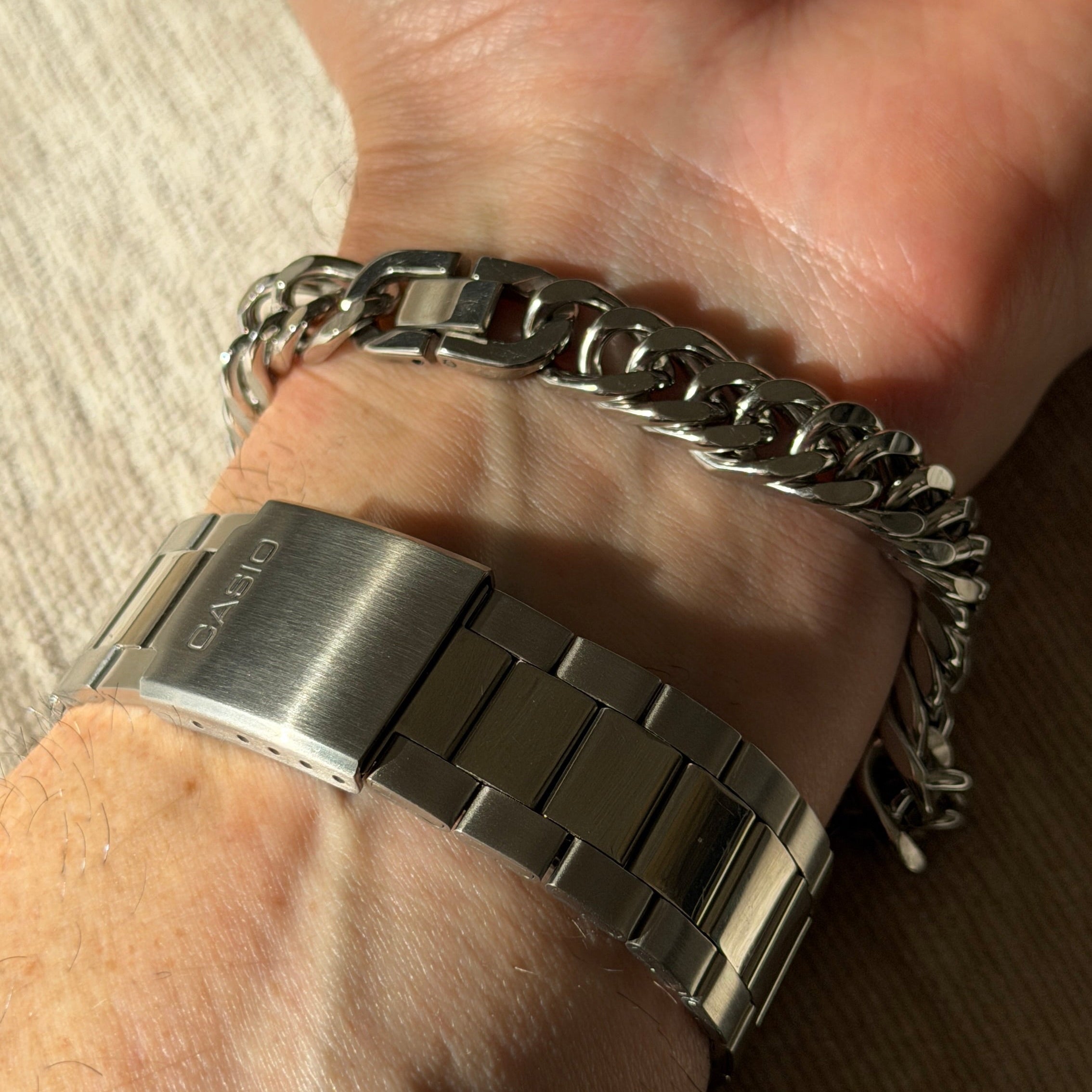 chain bracelet and watch