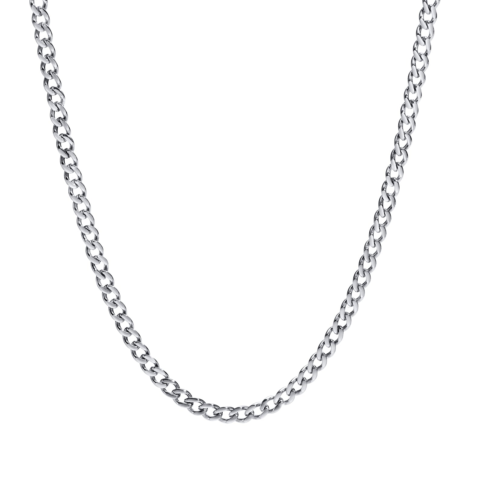 Curb Chain Necklace, Silver, 3mm