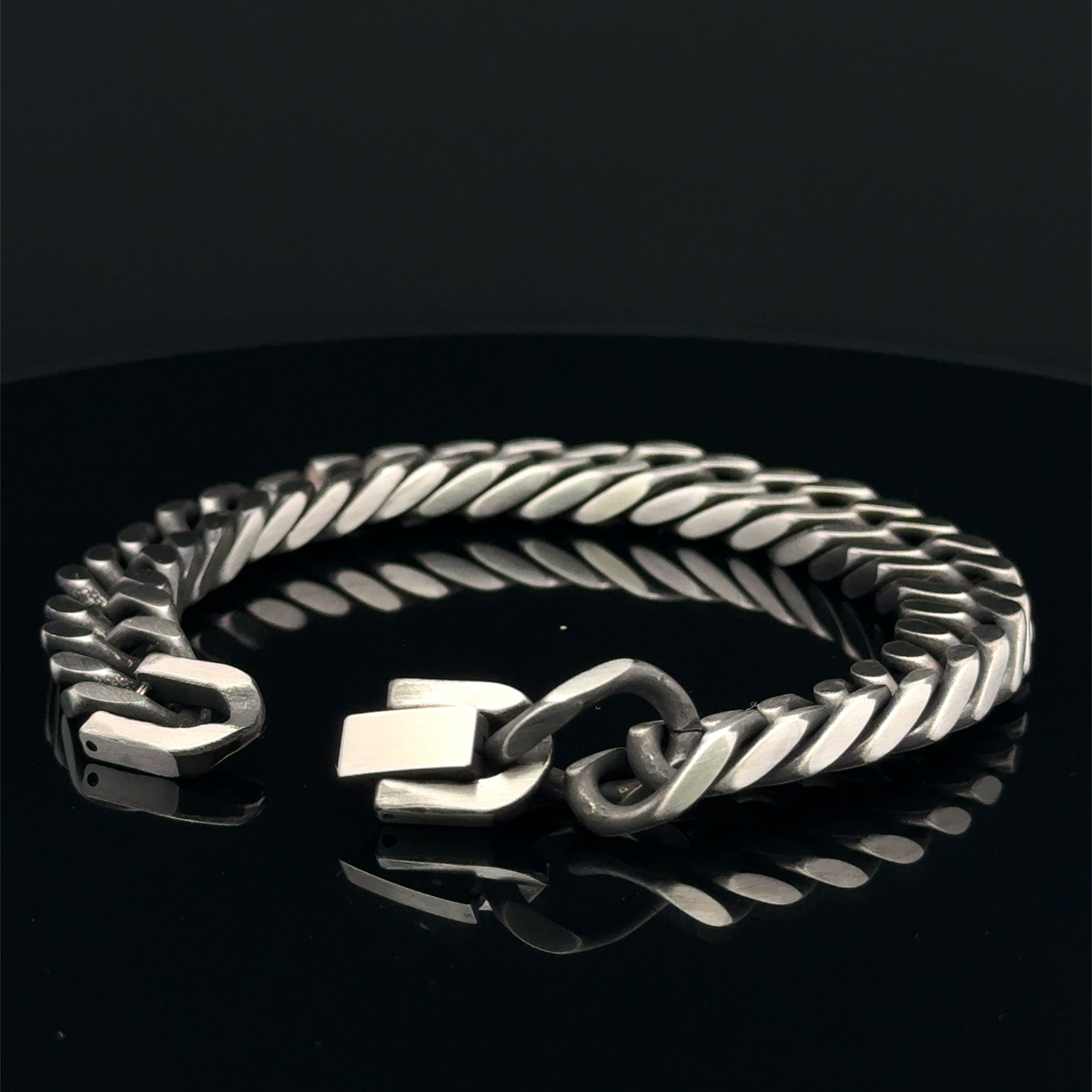 Men's Curb Chain Bracelet, Oxidized 10.5mm