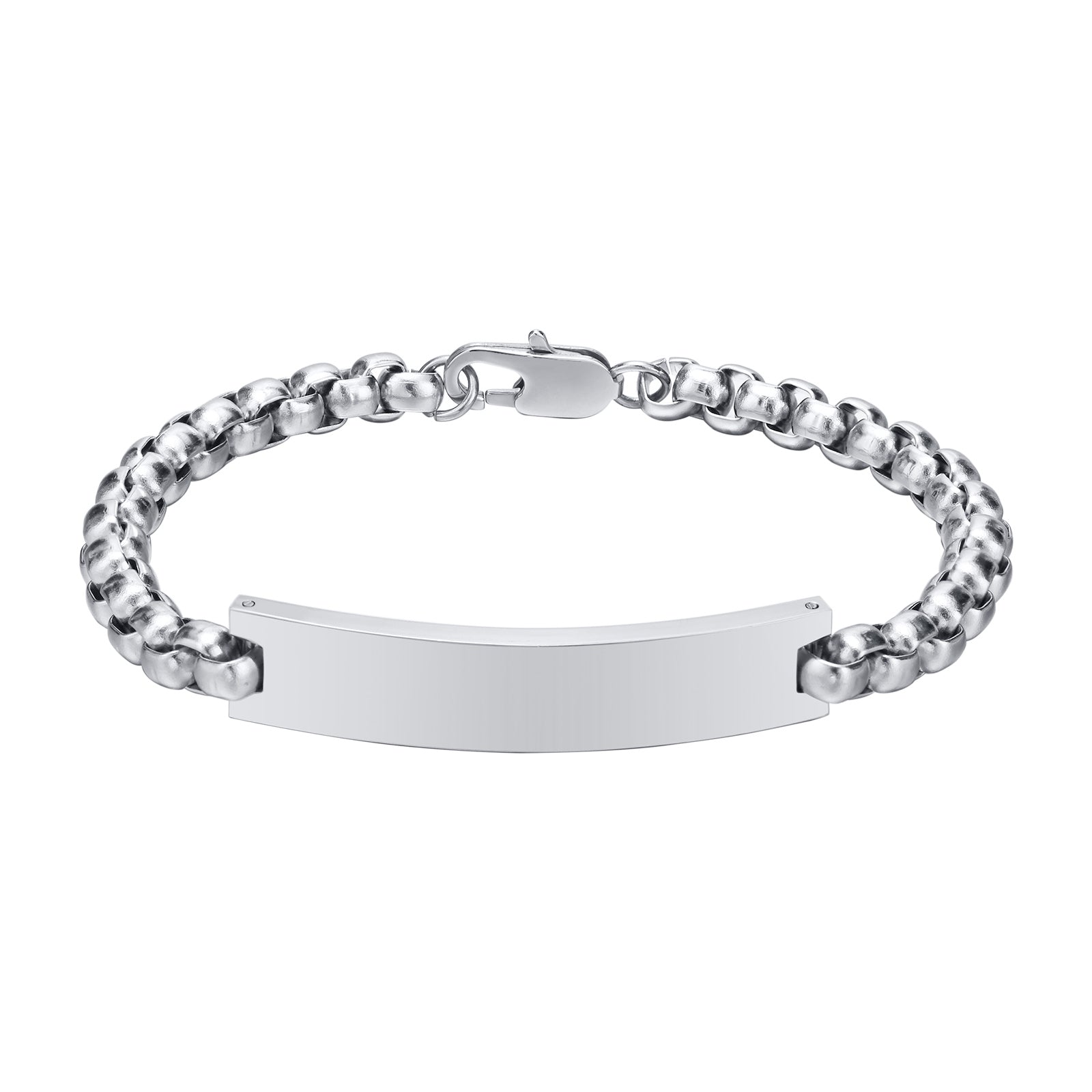 Name Tag Bracelet, Stainless Steel Curved , 6mm