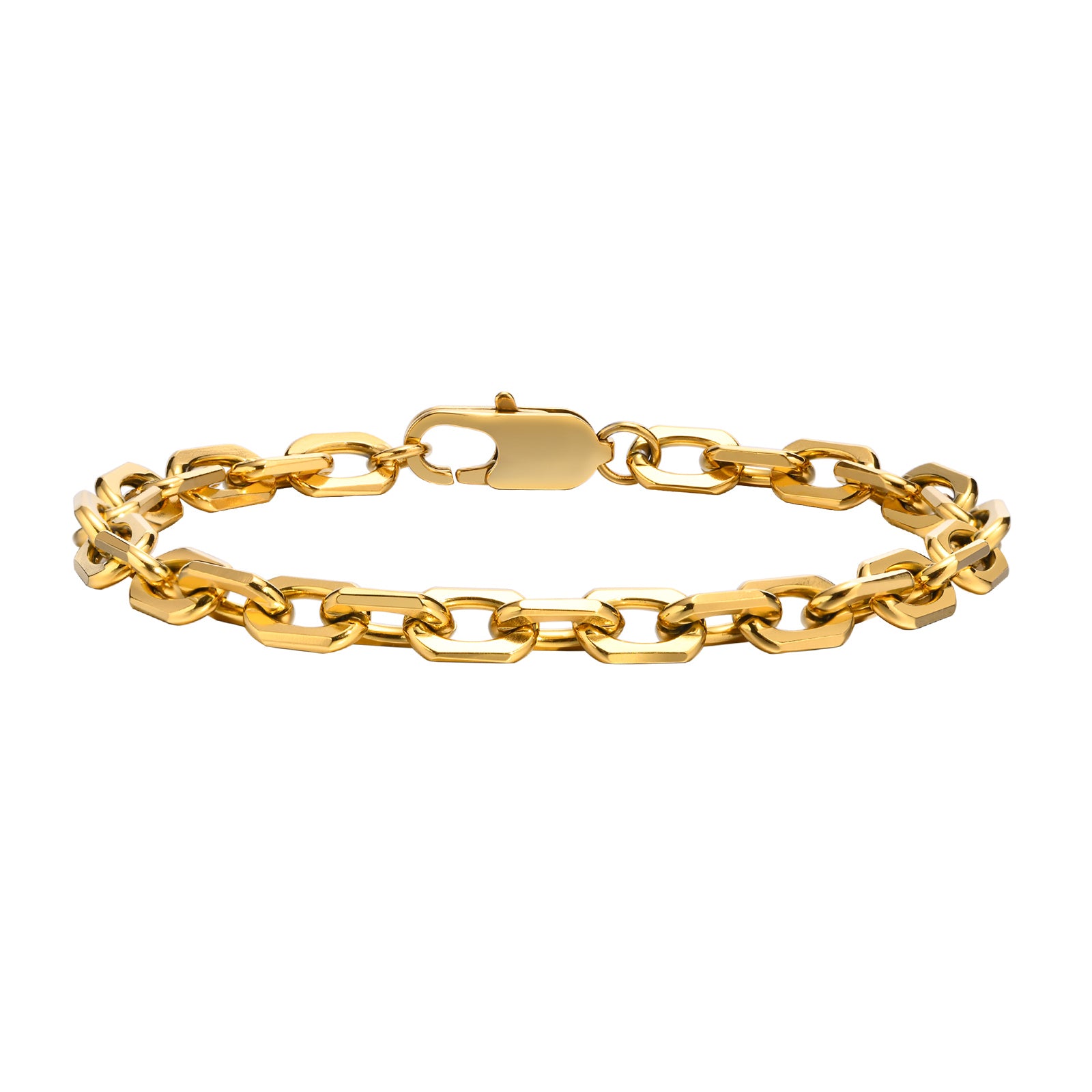 Oval Link Chain Bracelet, Gold, 6.5mm