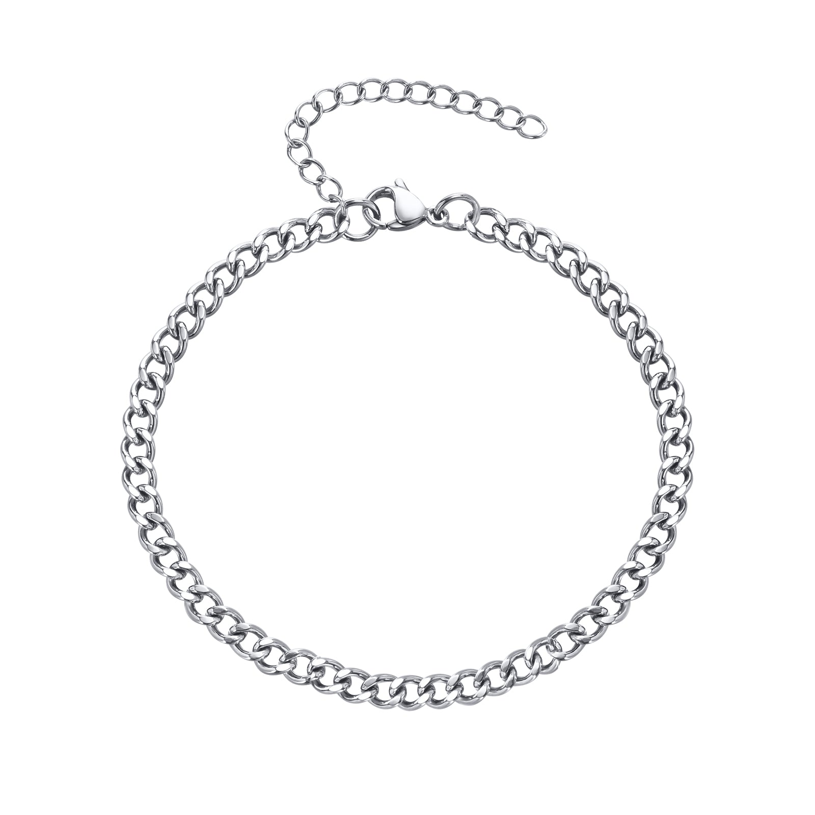 Flat Cut Curb Chain Link Bracelet, 5mm