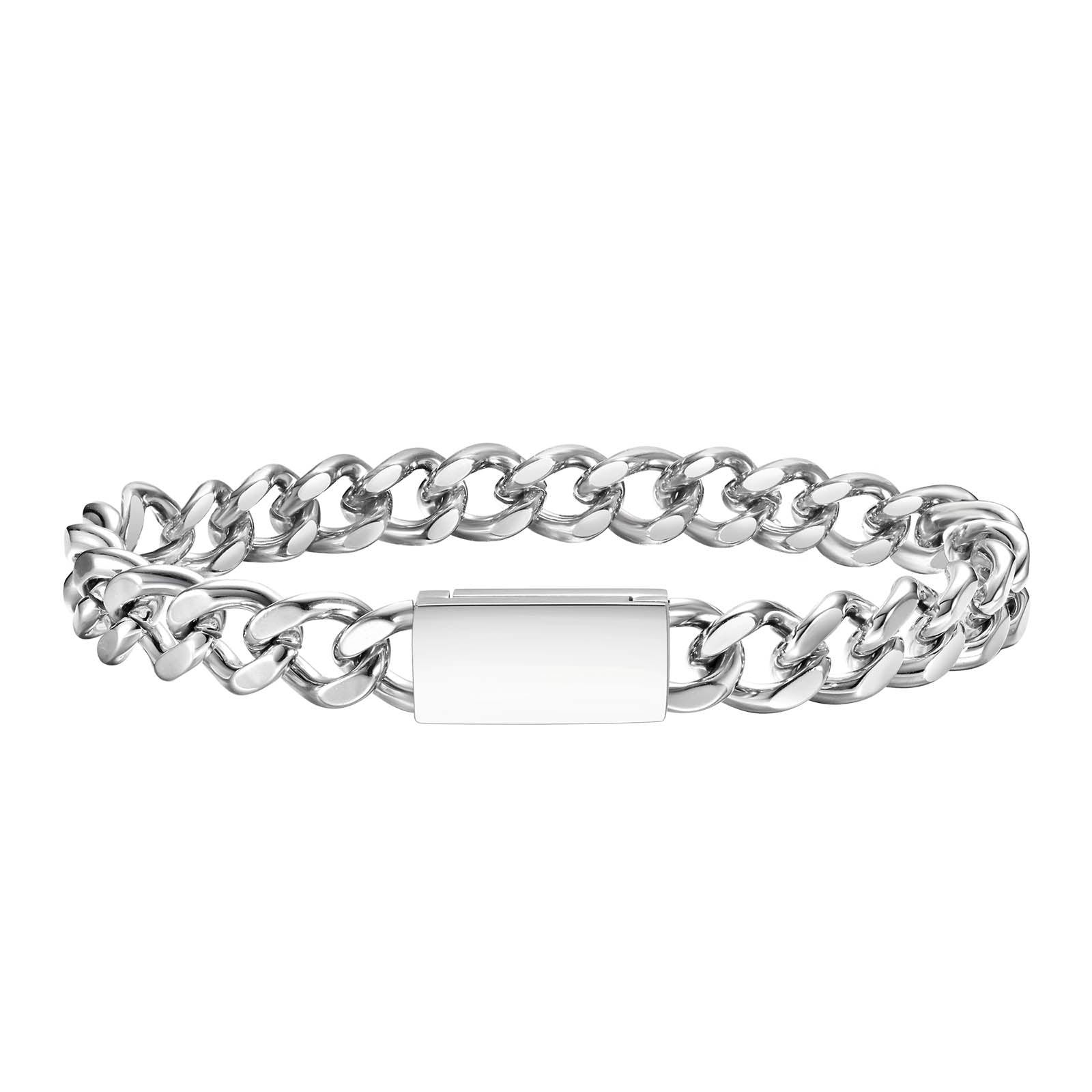 Curb Chain Bracelet, Magnetic Clasp, 10mm