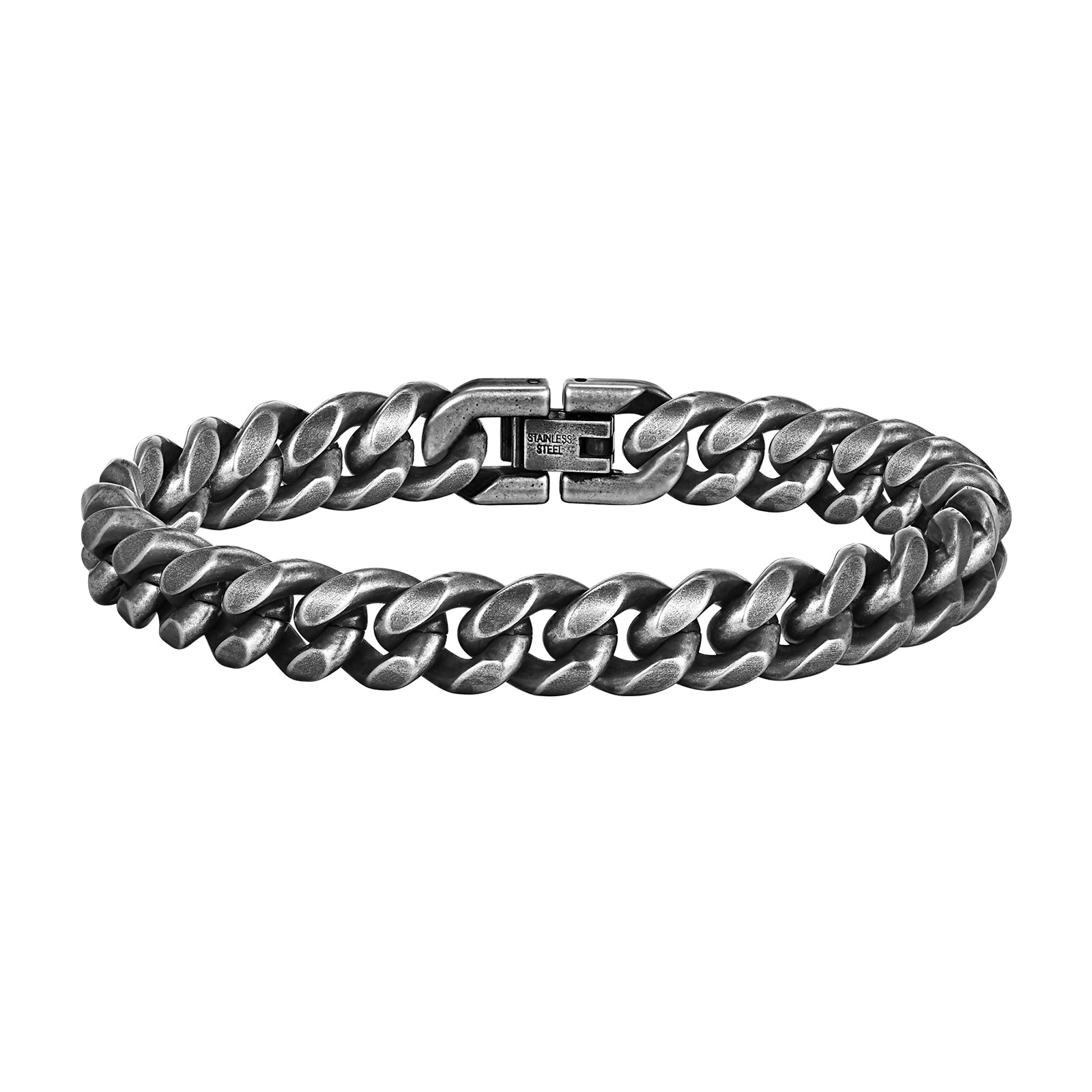 Cuban Curb Chain Link Bracelet, Oxidized, 10mm