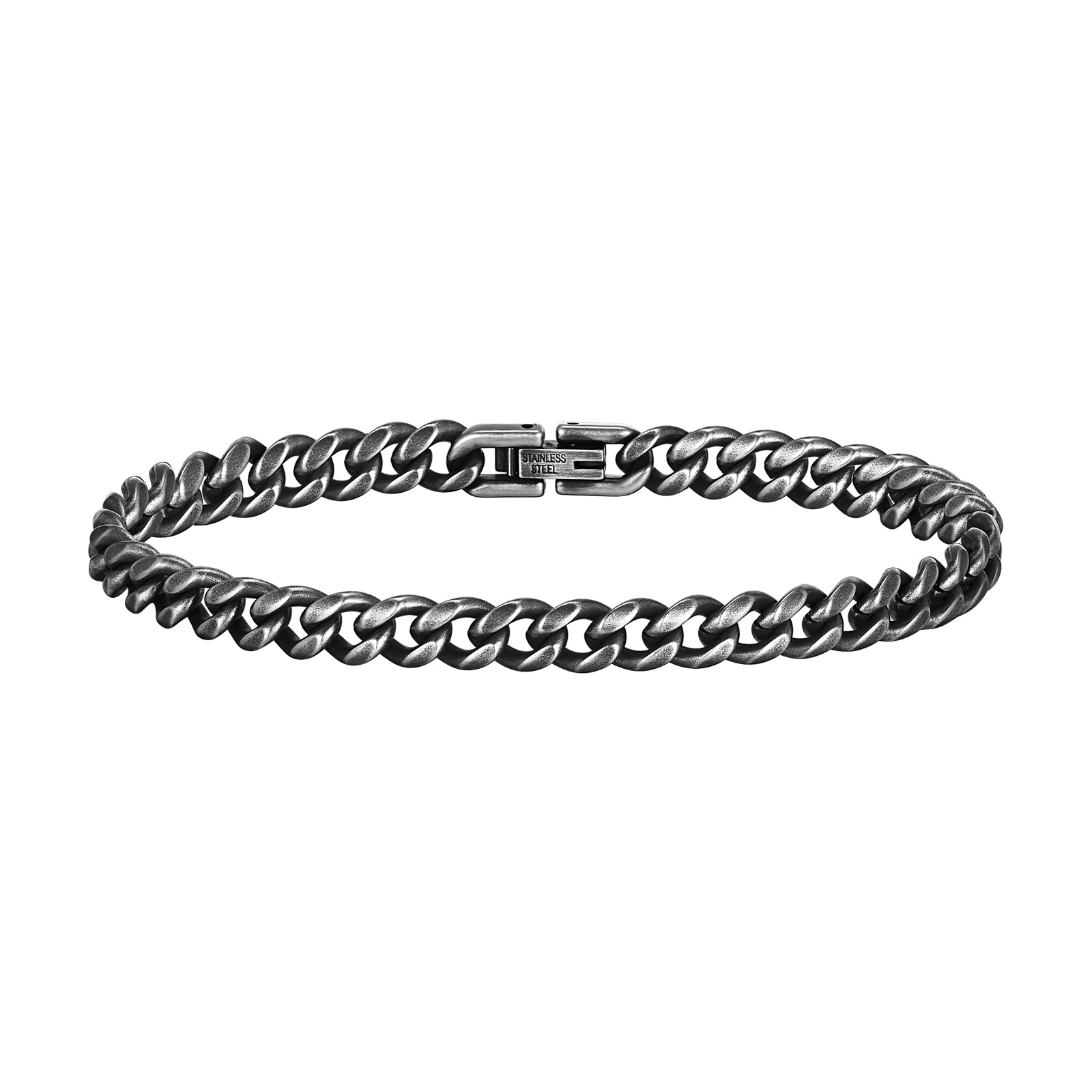 Cuban Curb Chain Link Bracelet, Oxidized, 6mm