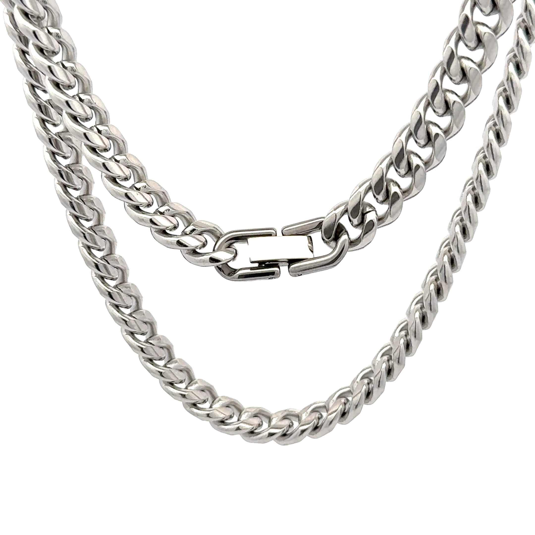 Curb Chain Necklace, Silver, 9mm