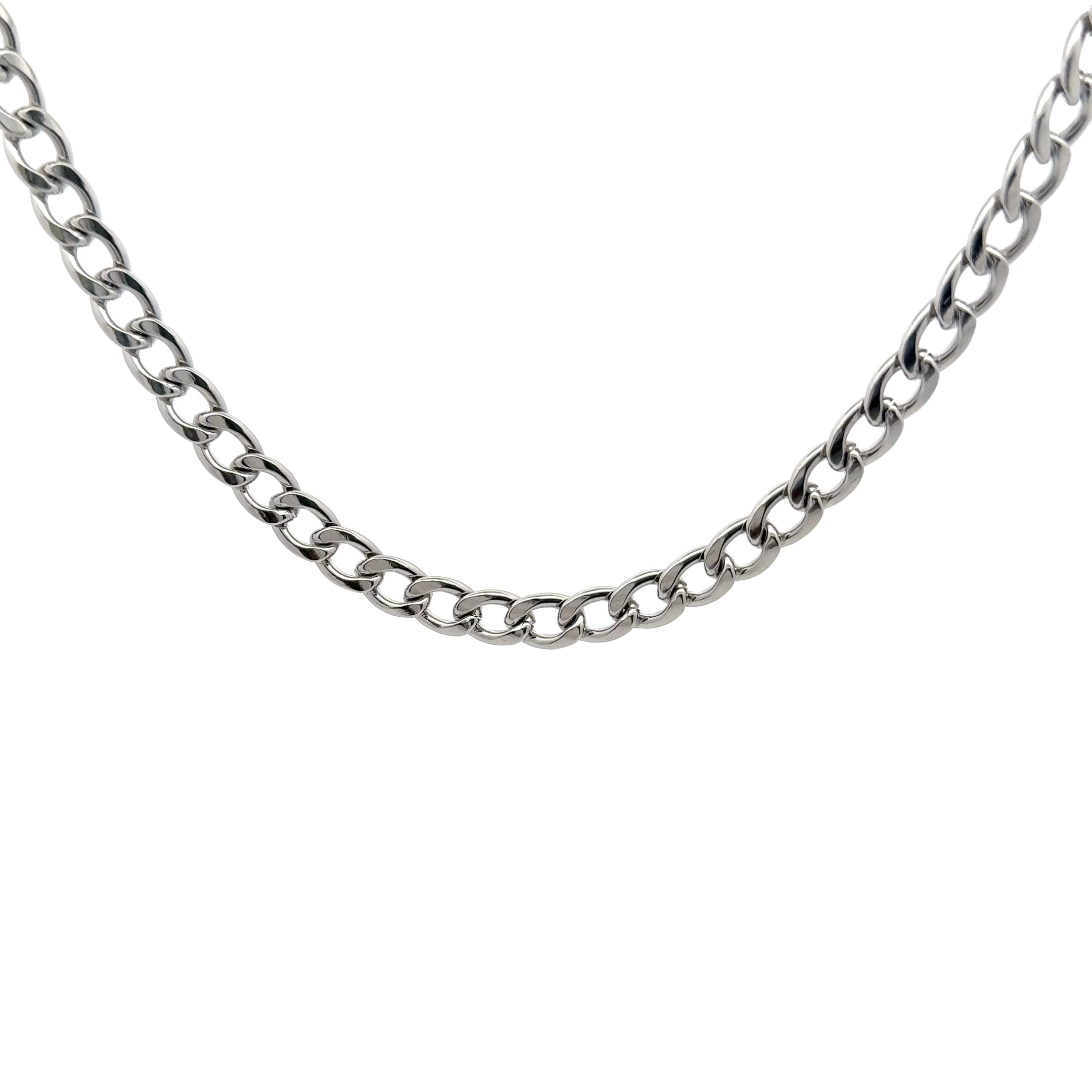 Curb Chain Necklace, Silver, 6mm