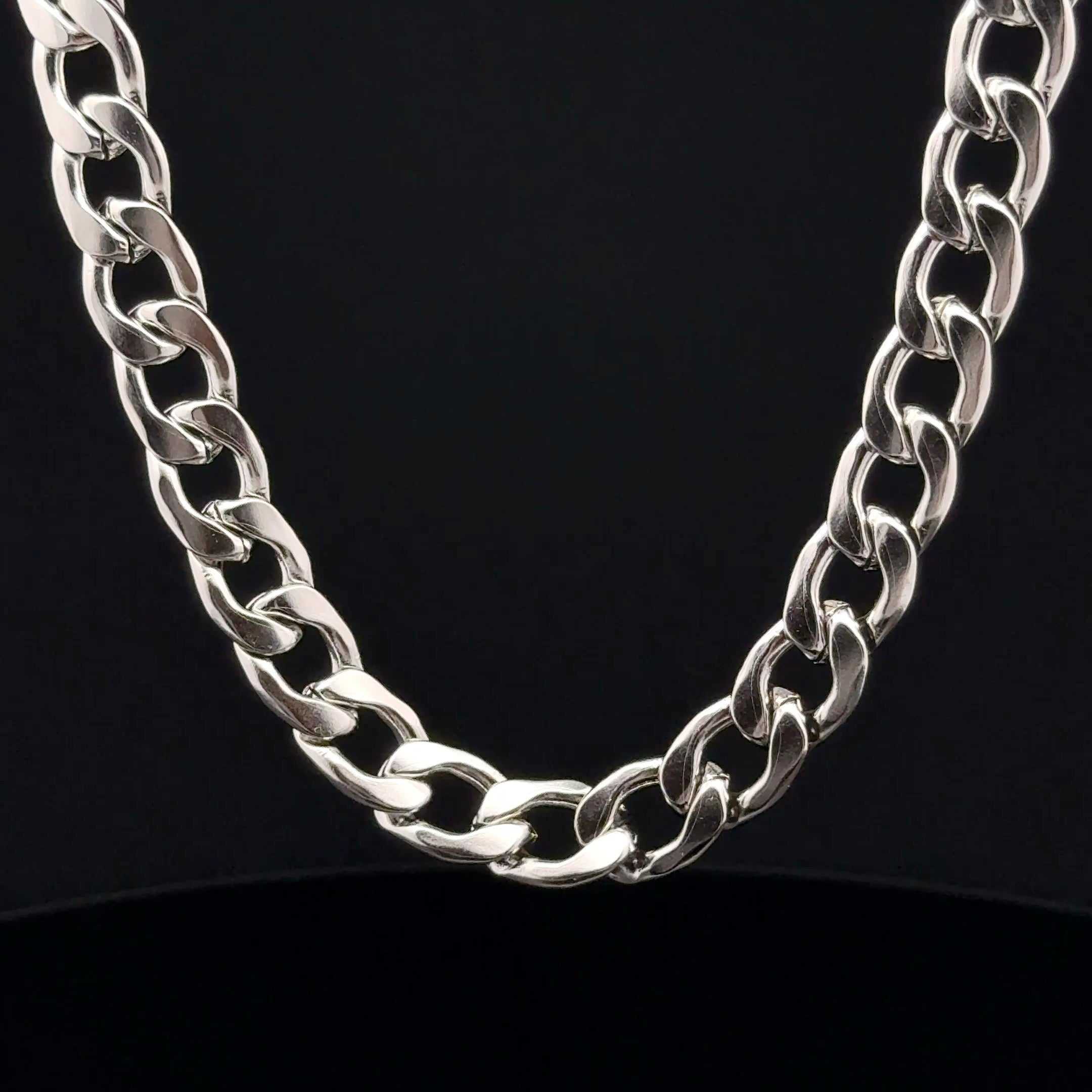 Curb Chain Necklace, Silver, 9mm