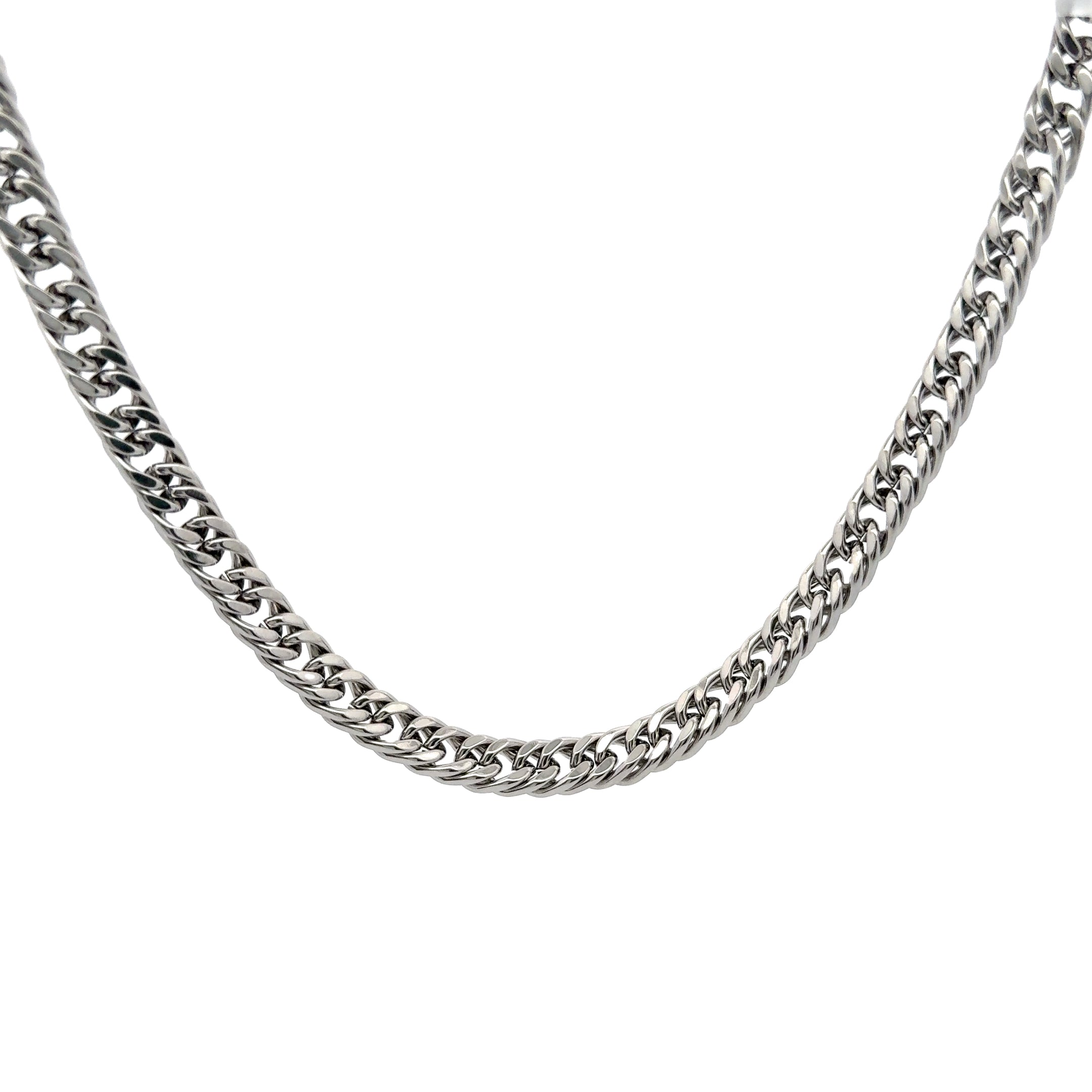 Curb Chain Necklace, Double Woven, Silver, 8mm