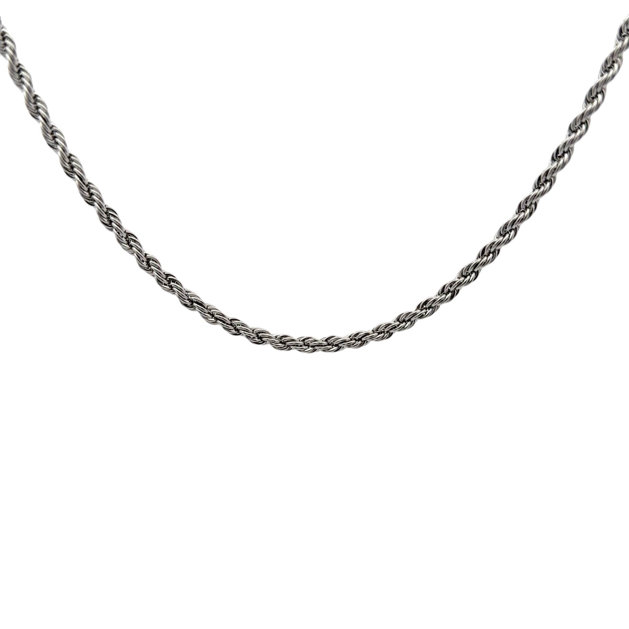 Twisted Rope Chain Necklace, Silver, 2mm