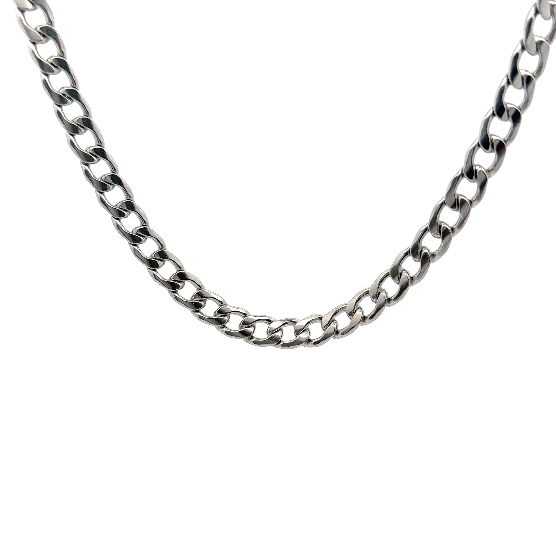 Curb Chain Necklace, Silver, 9mm