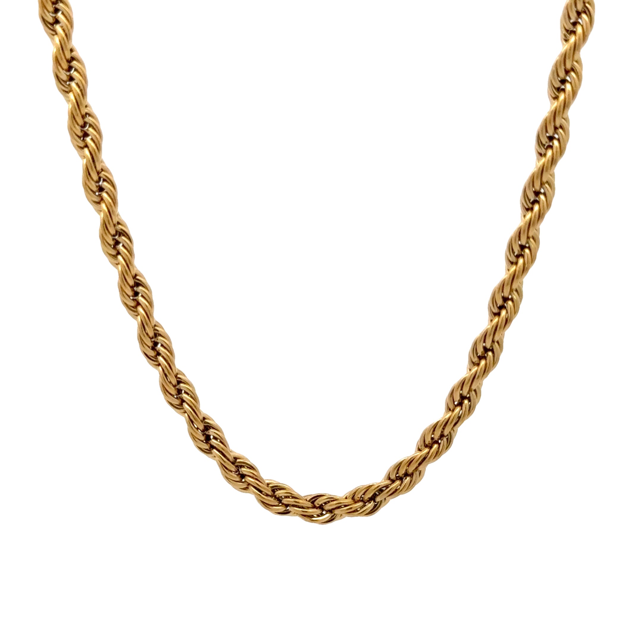 Gold Twisted Rope Chain Necklace, 4mm