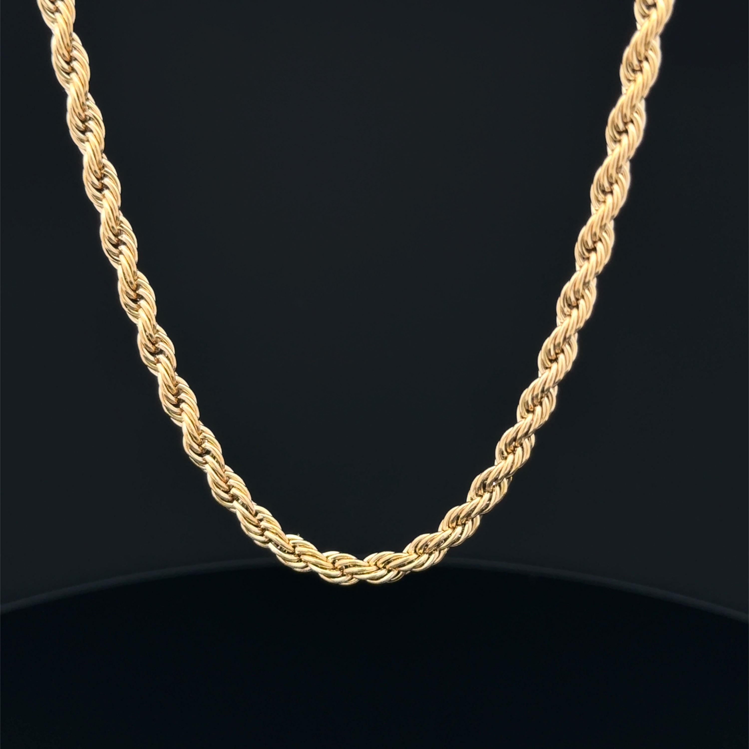 Gold Twisted Rope Chain Necklace, 4mm