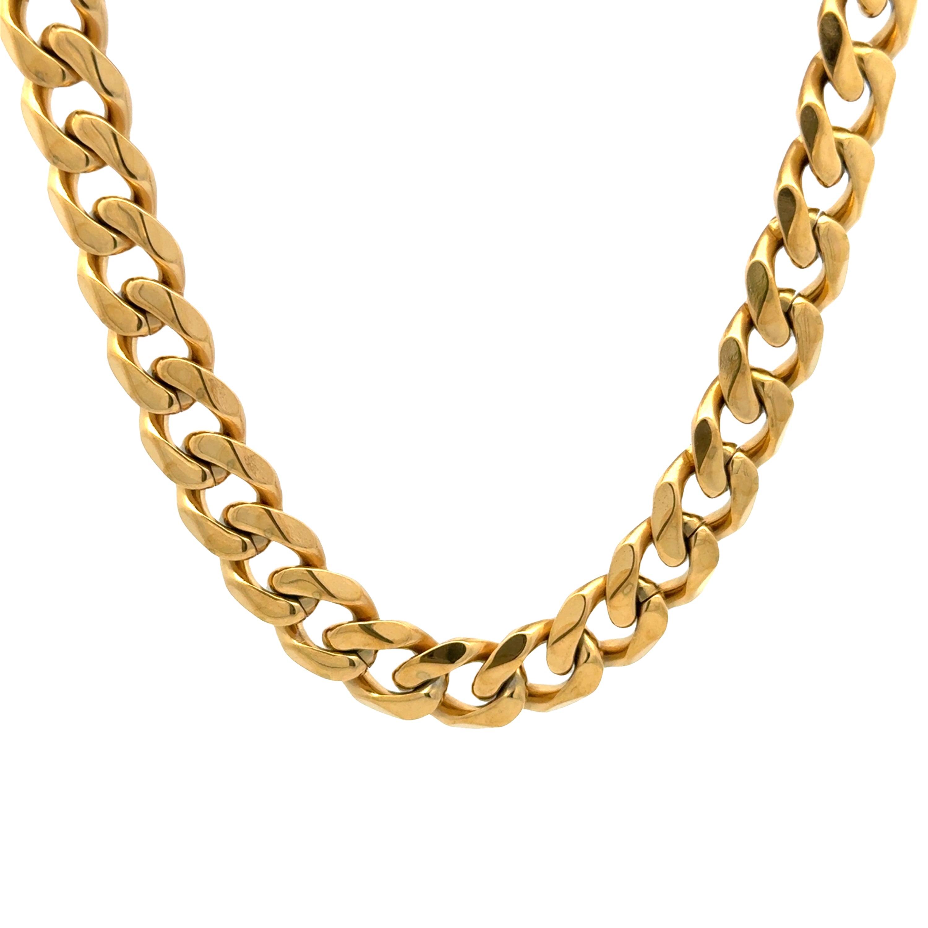 Gold Curb Link Chain Necklace, 11mm