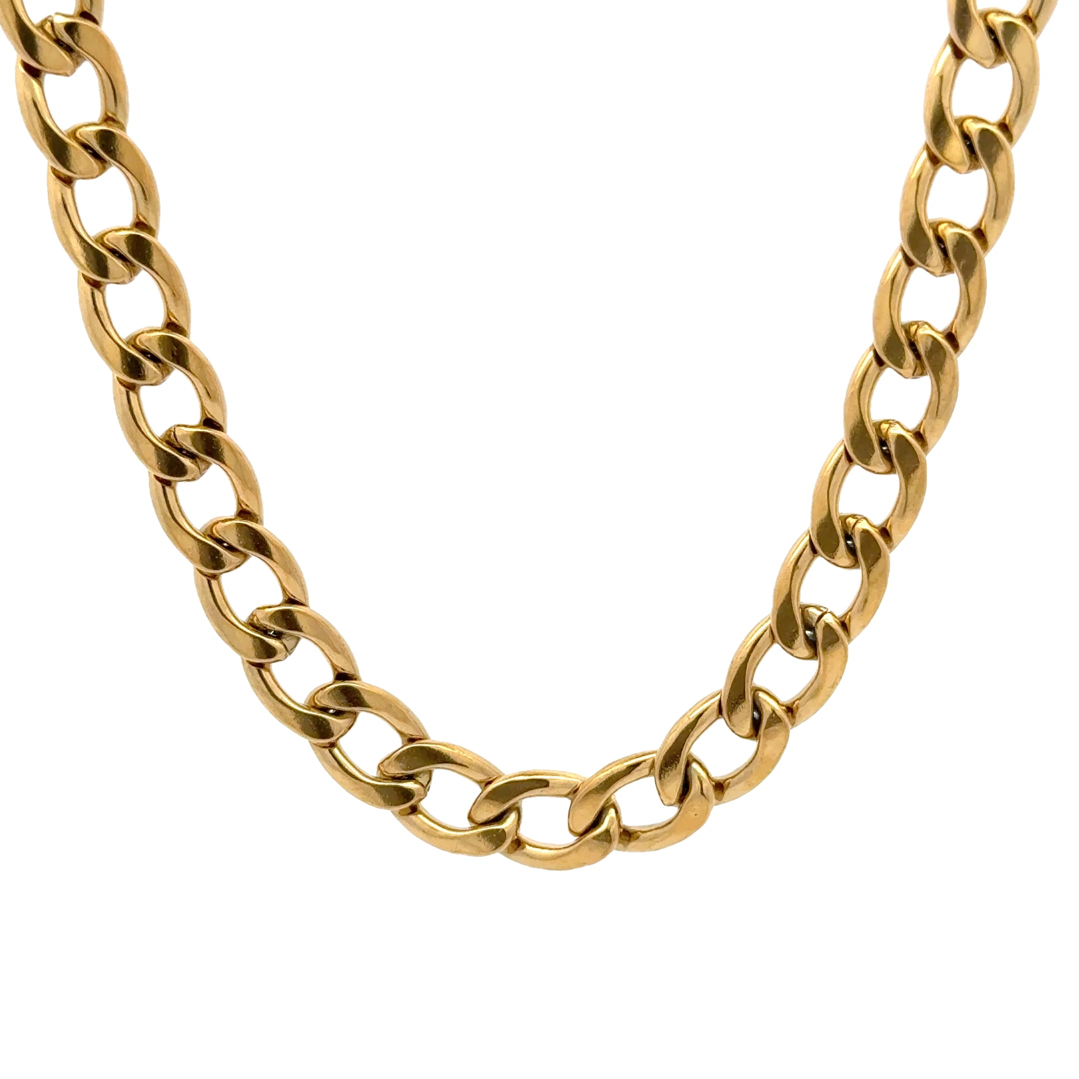 Gold Curb Link Chain Necklace, 7.5mm