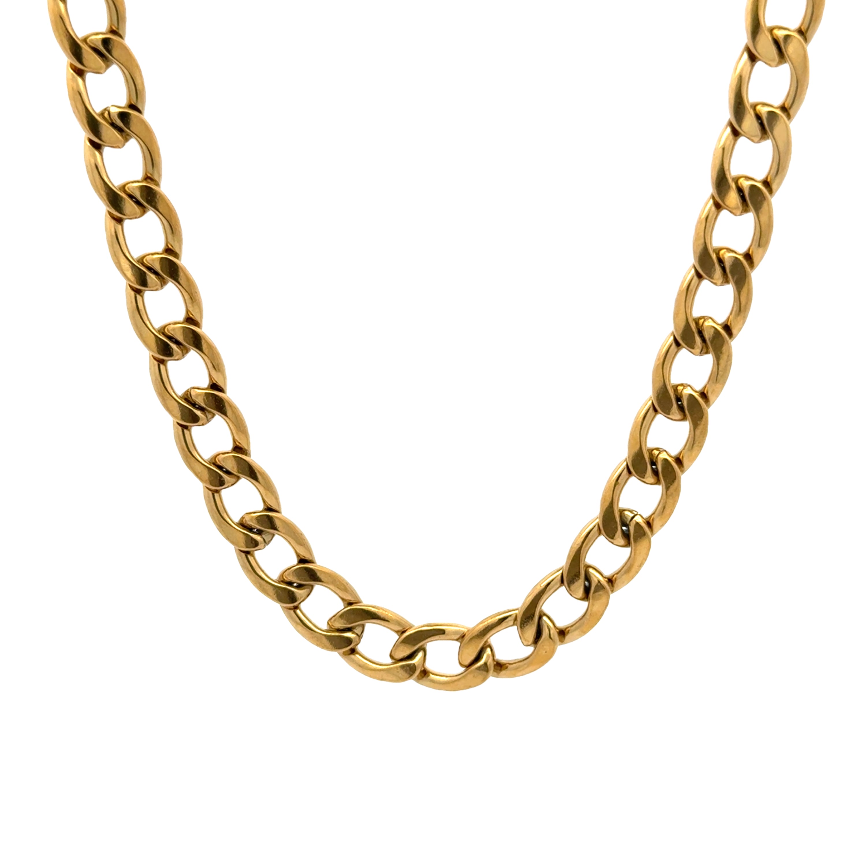 Gold Curb Link Chain Necklace, 7.5mm