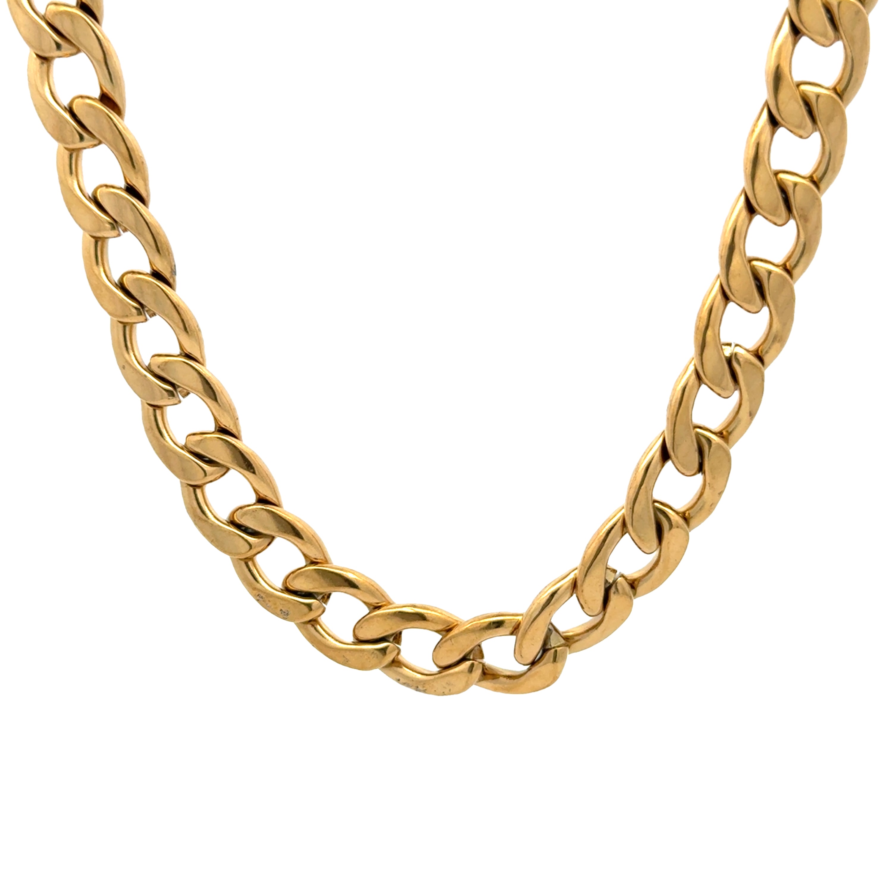 Gold Curb Link Chain Necklace, 10mm