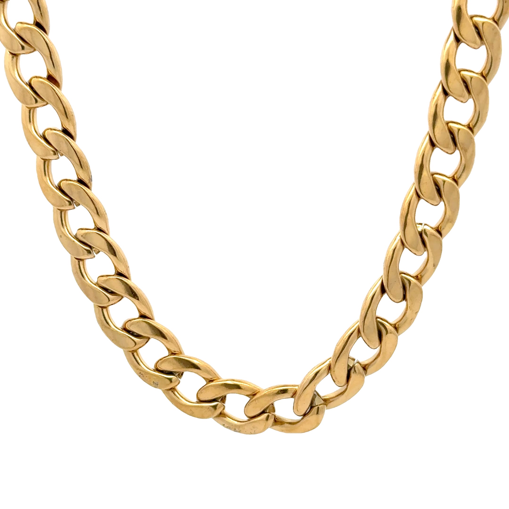 Gold Curb Link Chain Necklace, 10mm