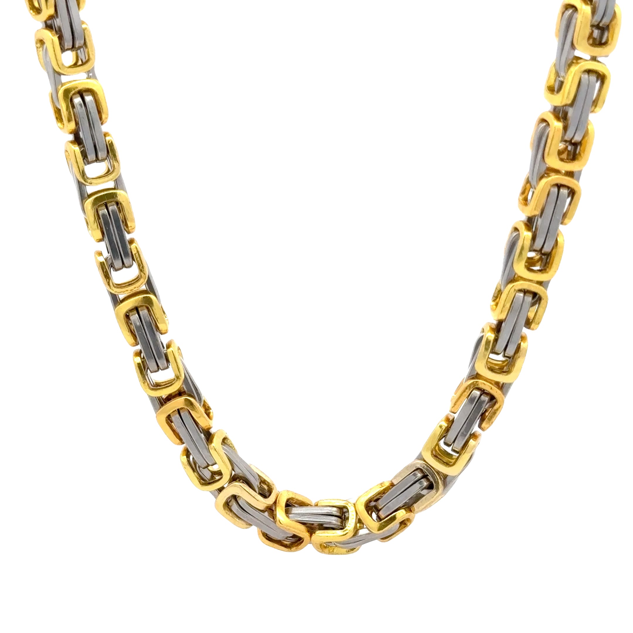 Byzantine Chain Necklace, Silver+Gold, 6mm