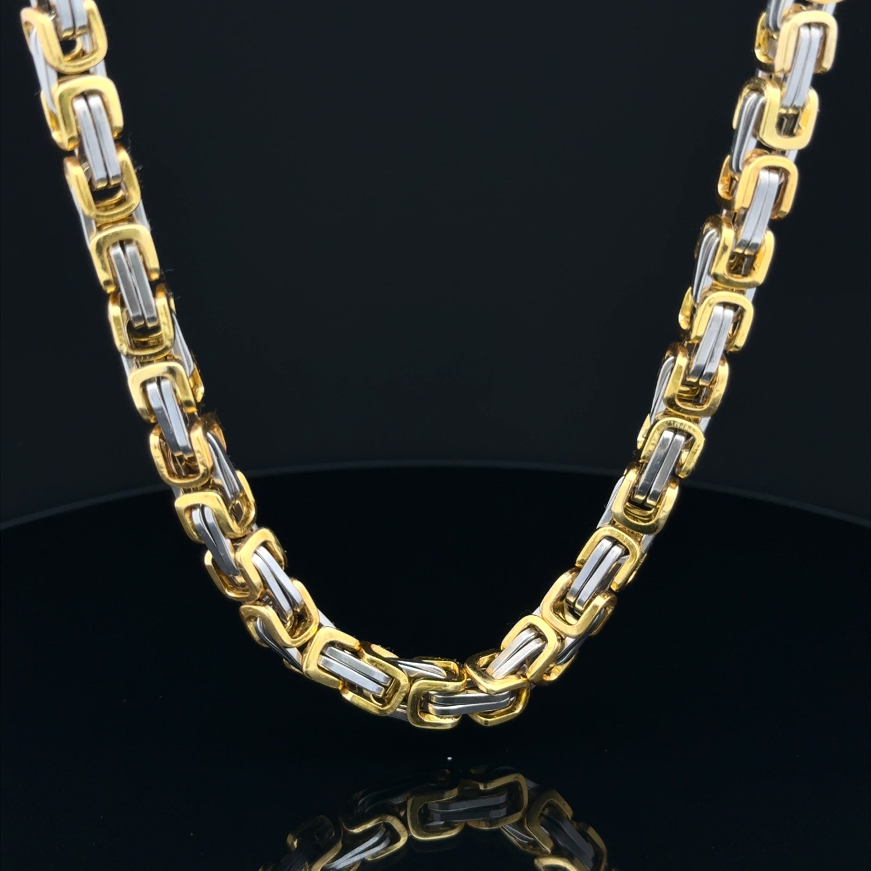 Byzantine Chain Necklace, Silver+Gold, 6mm