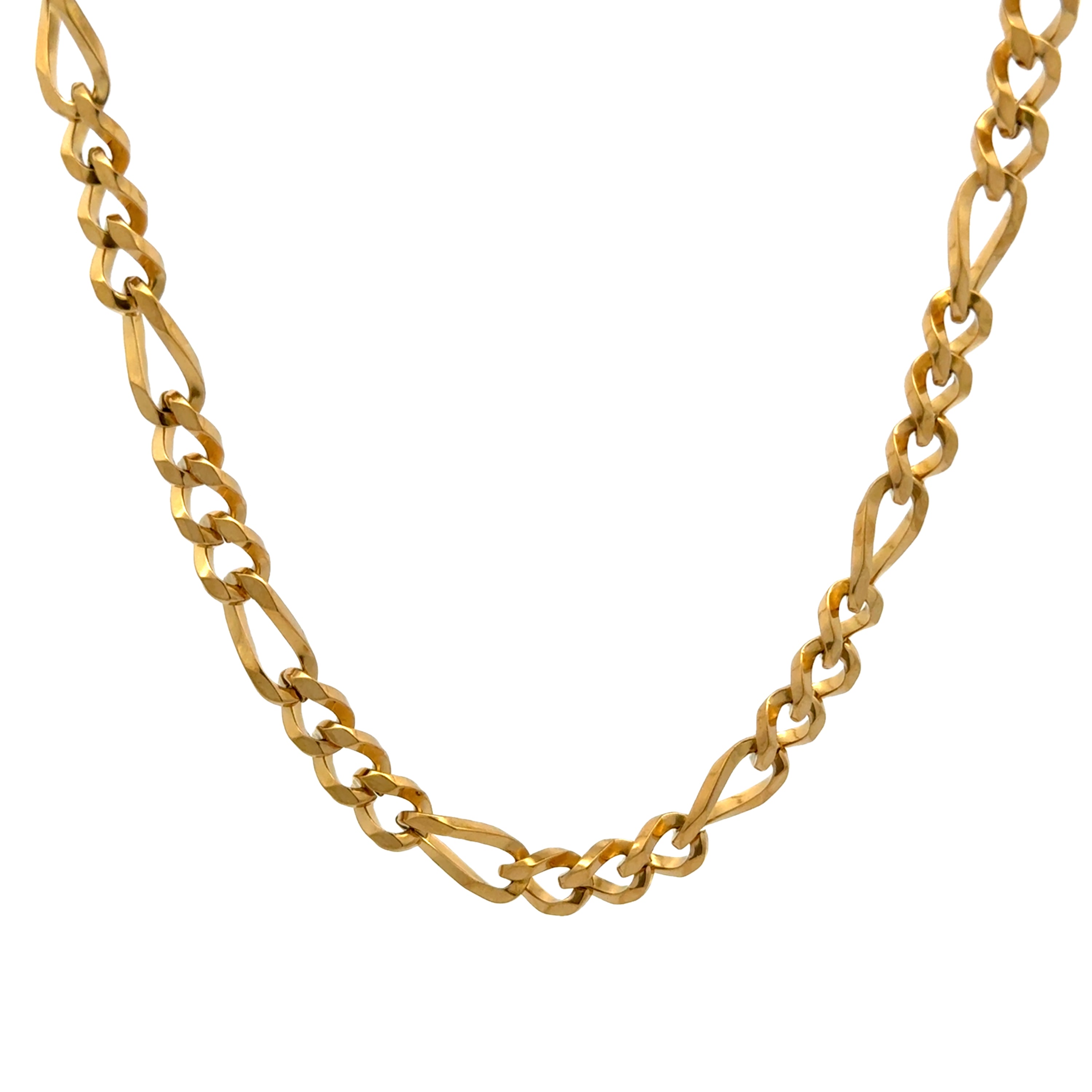 Gold Shaved Figaro Chain Necklace, 5.5mm