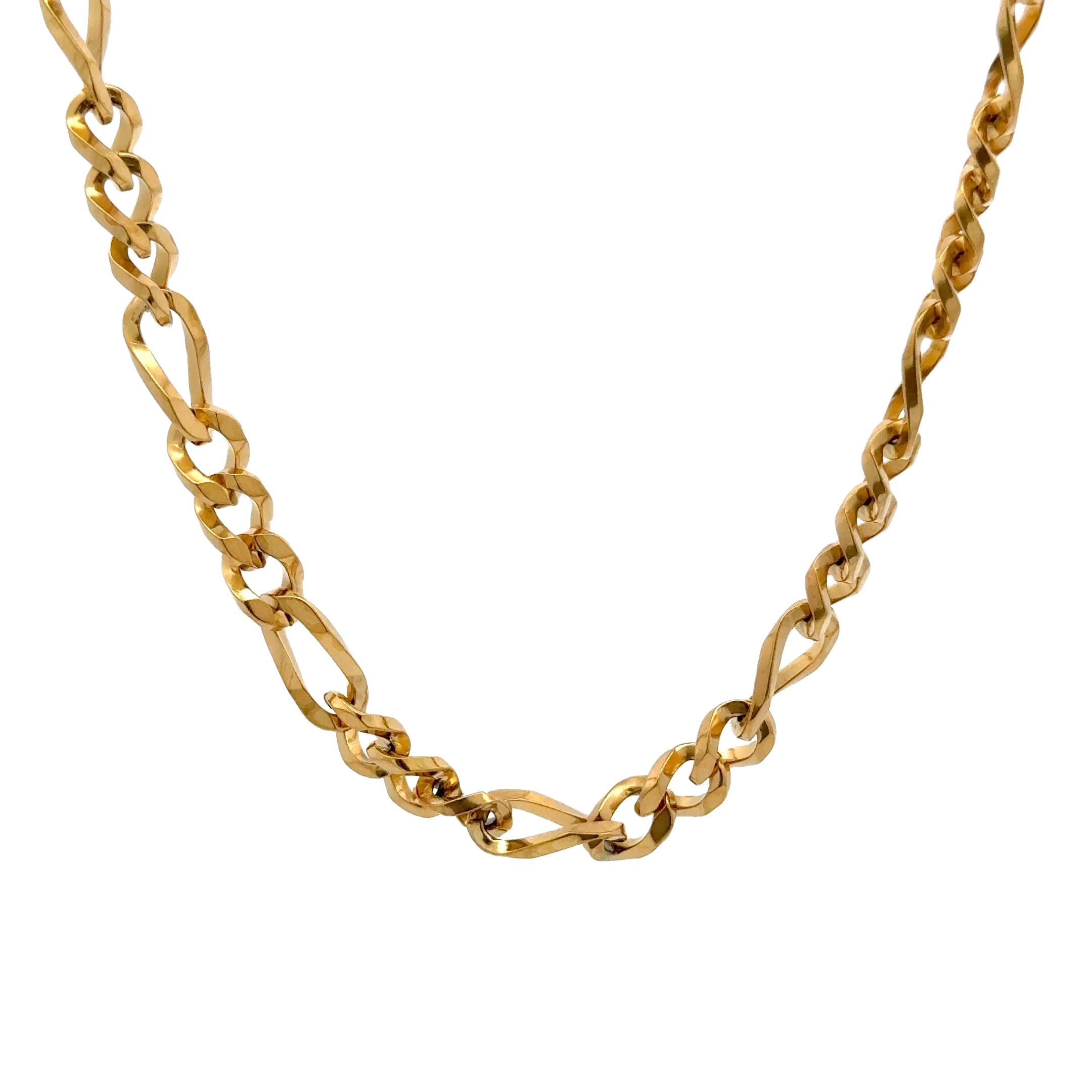 Gold Shaved Figaro Chain Necklace, 5.5mm