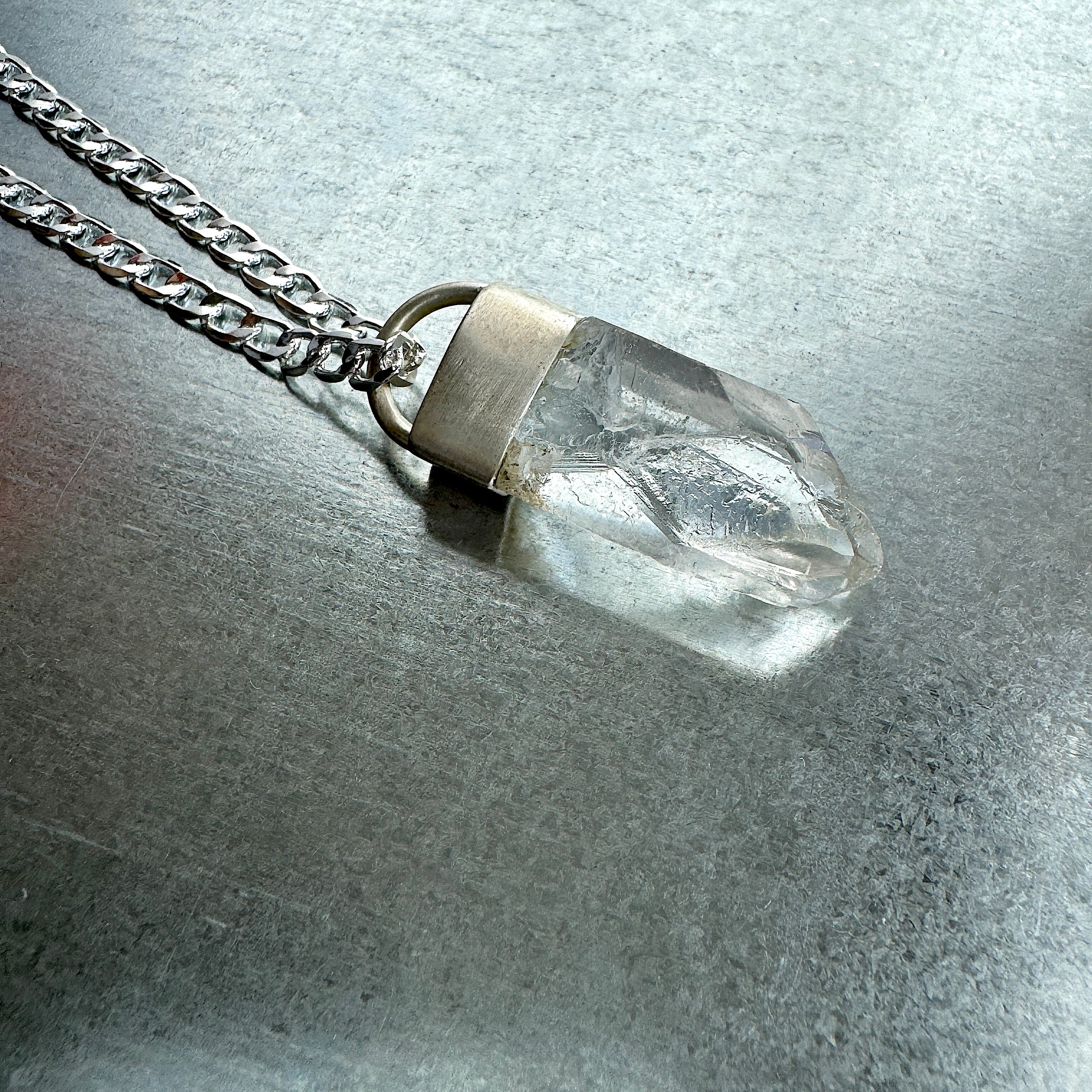 CRYSTAL TALISMAN PENDANT NECKLACE ON STERLING SILVER BASE