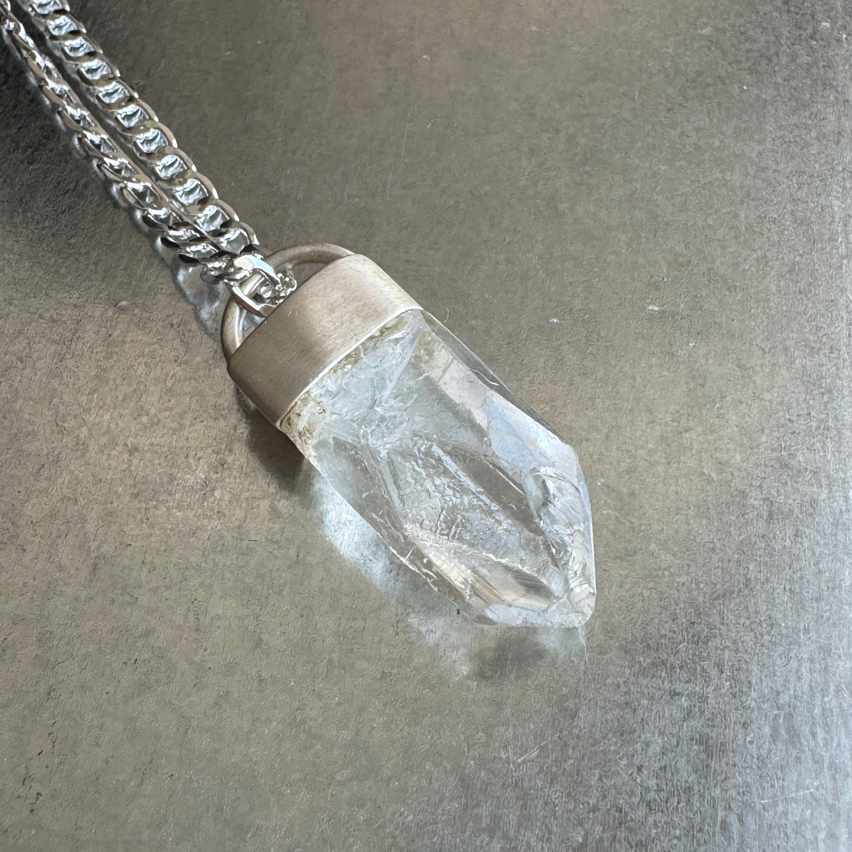 CRYSTAL TALISMAN PENDANT NECKLACE ON STERLING SILVER BASE