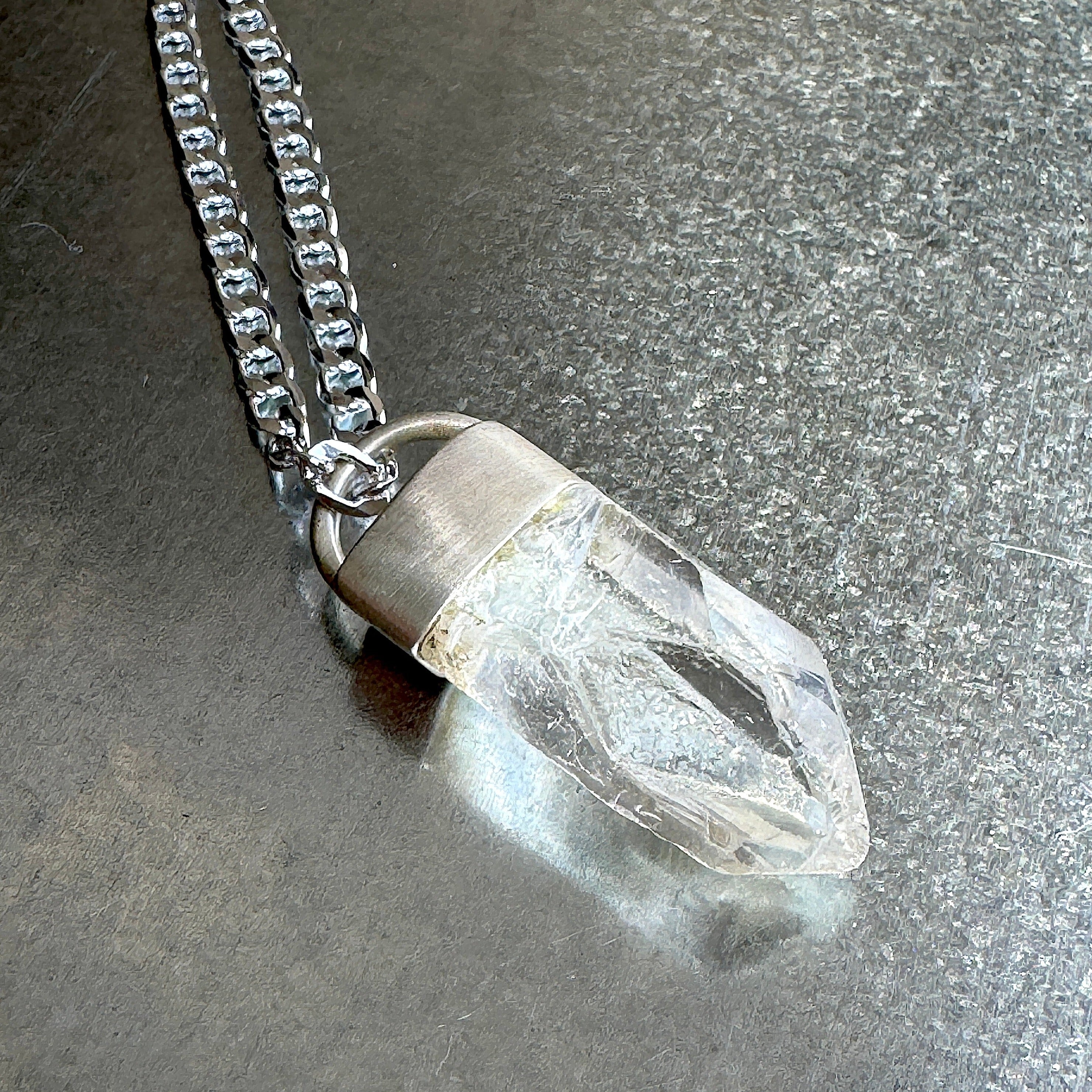 CRYSTAL TALISMAN PENDANT NECKLACE ON STERLING SILVER BASE