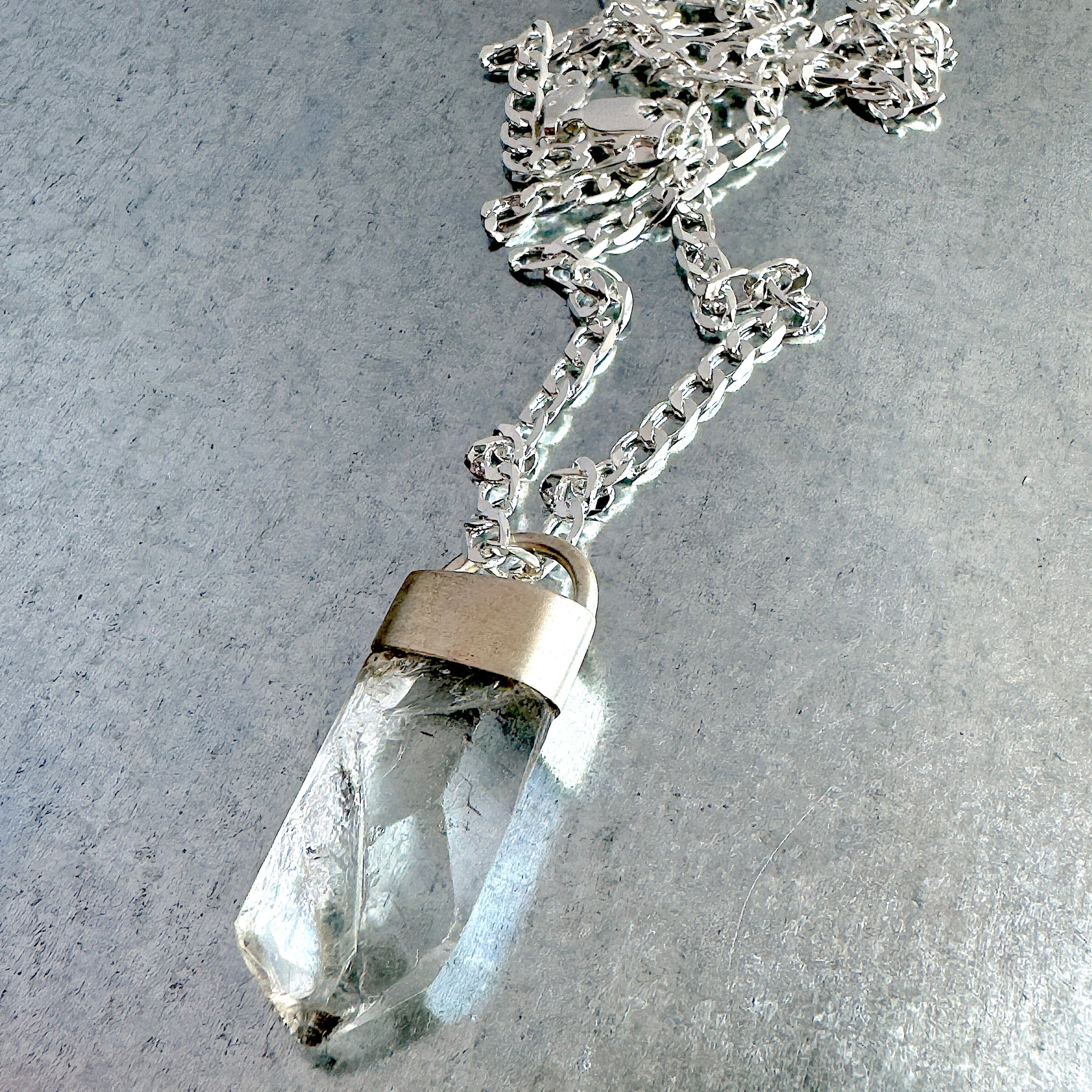 CRYSTAL TALISMAN PENDANT NECKLACE ON STERLING SILVER BASE