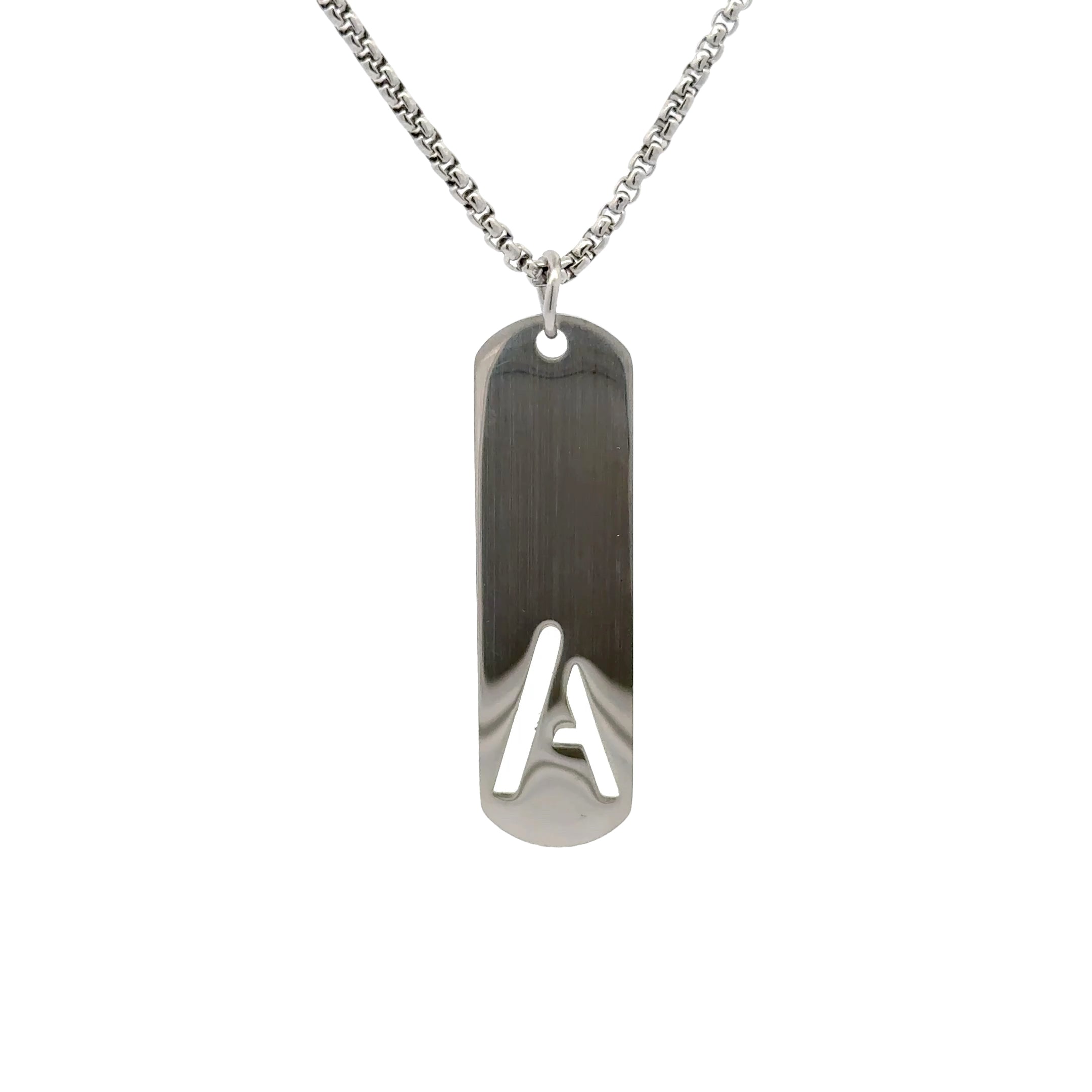 Men's Slim Cutout Initial Letter Pendant Necklace A-Z