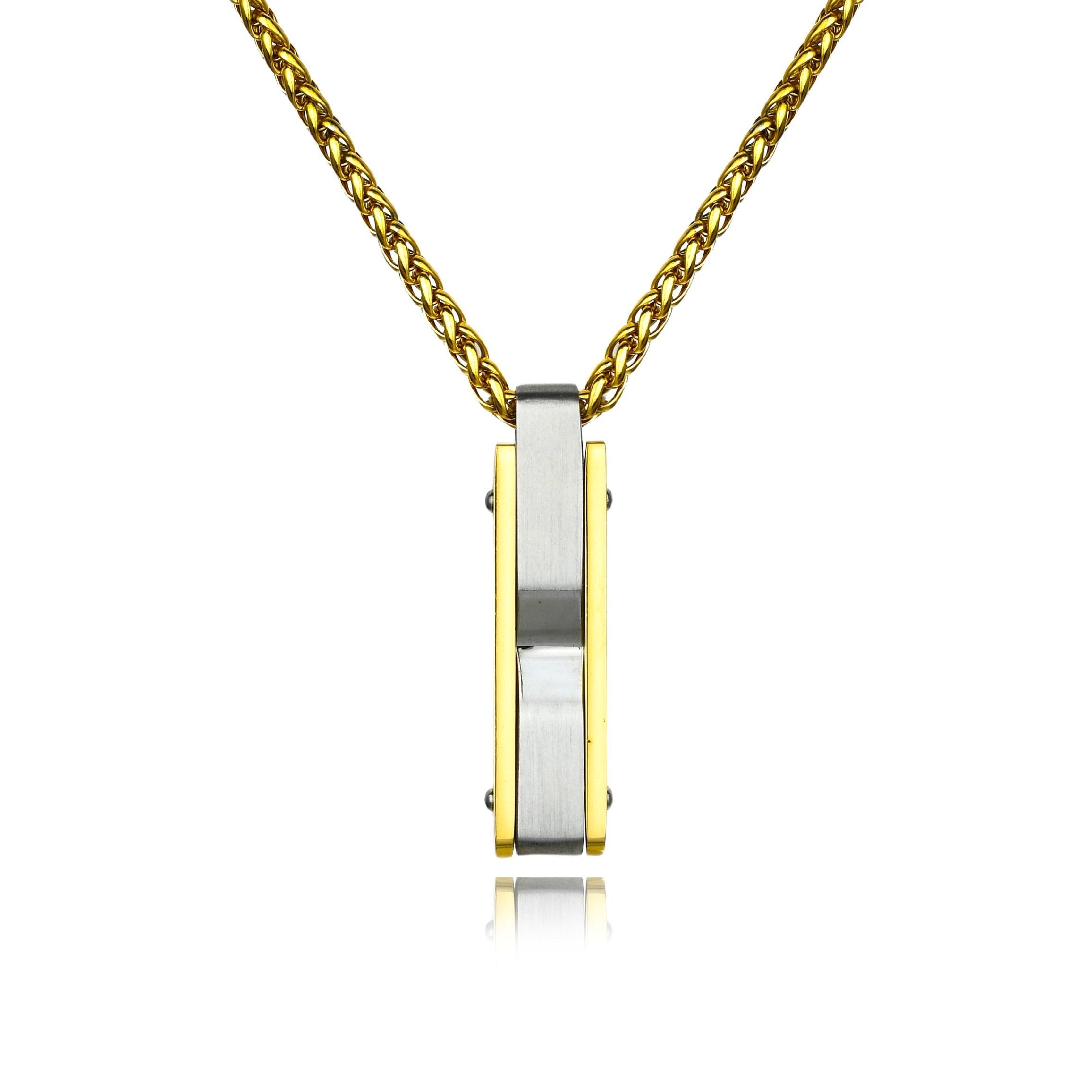 Gold-coated Bar Pendant Necklace