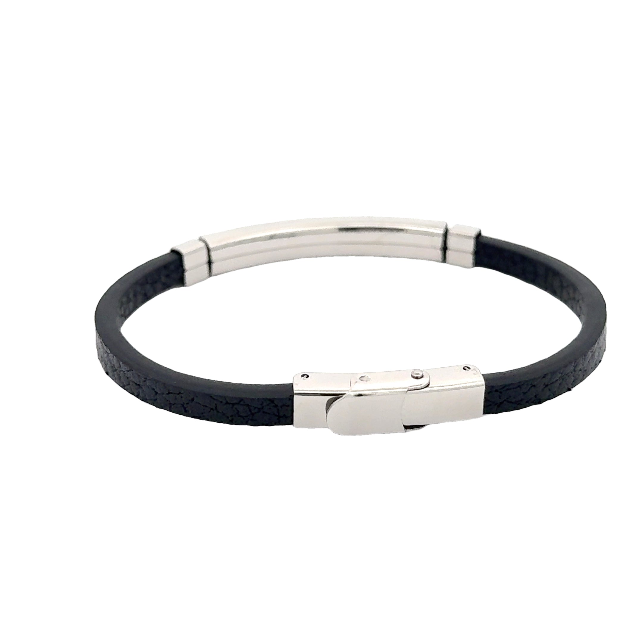 Slim Vegan Leather Name Tag Bracelet, 5mm