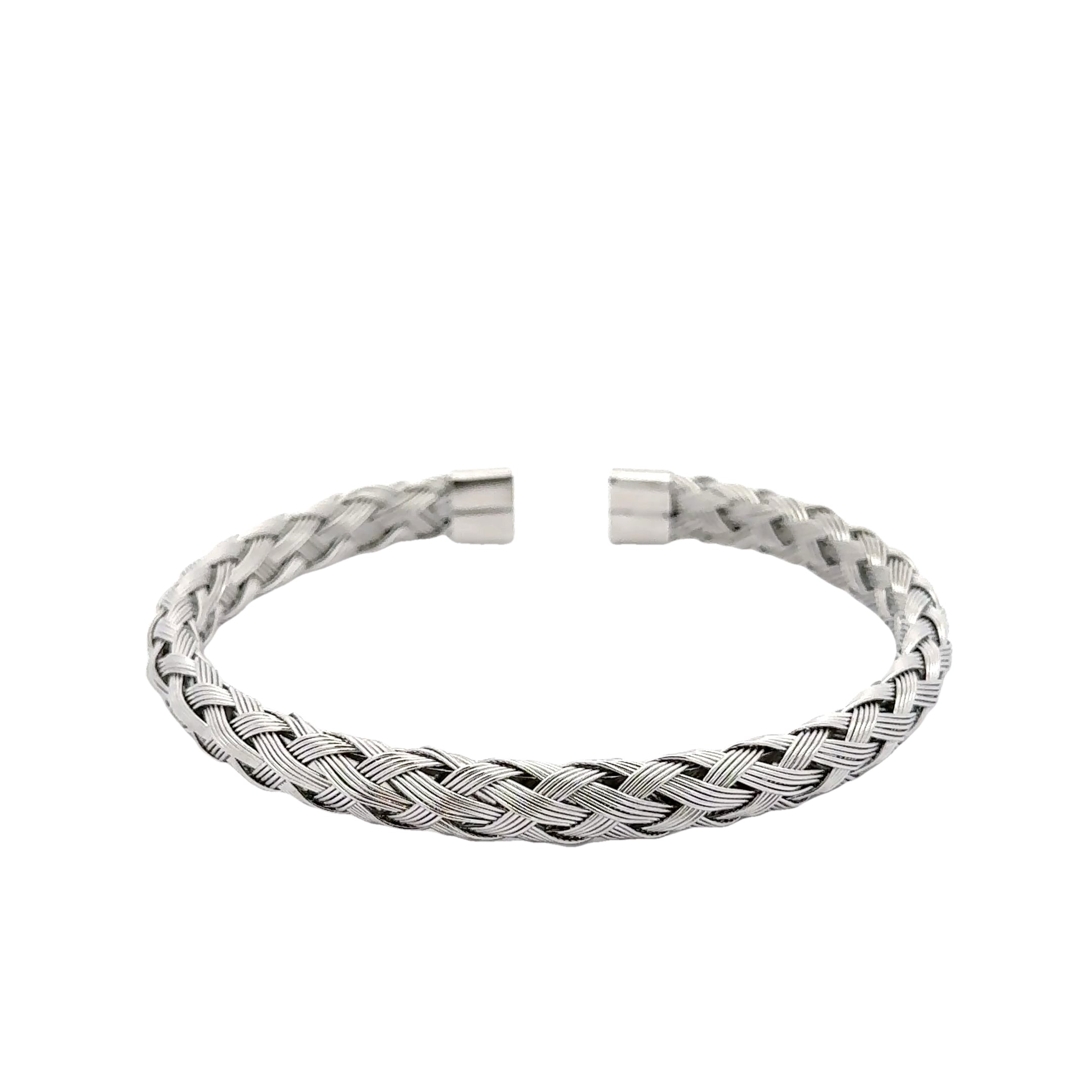 Men's Braided Steel Cuff Bracelet, 7mm