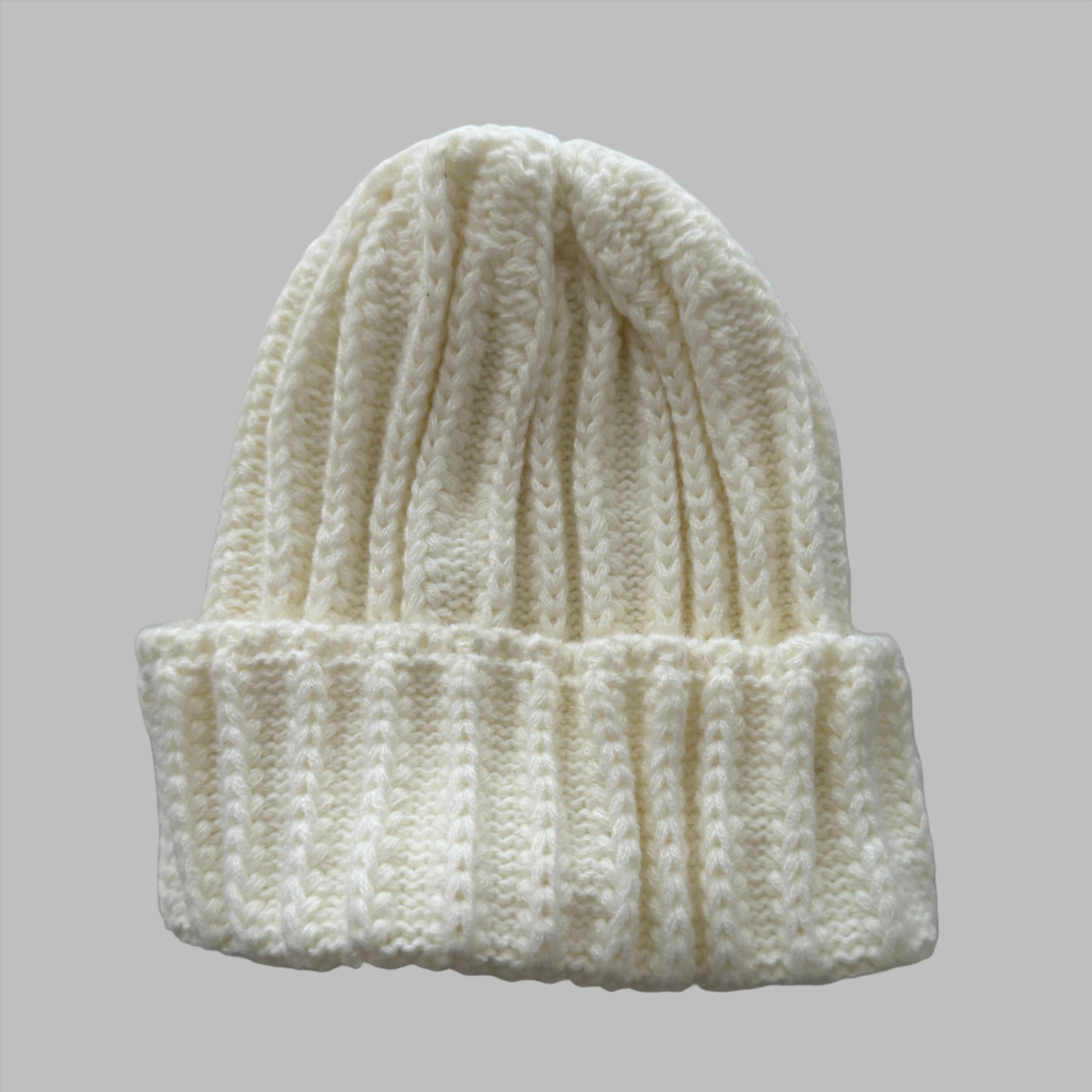 Mens beige knit beanie