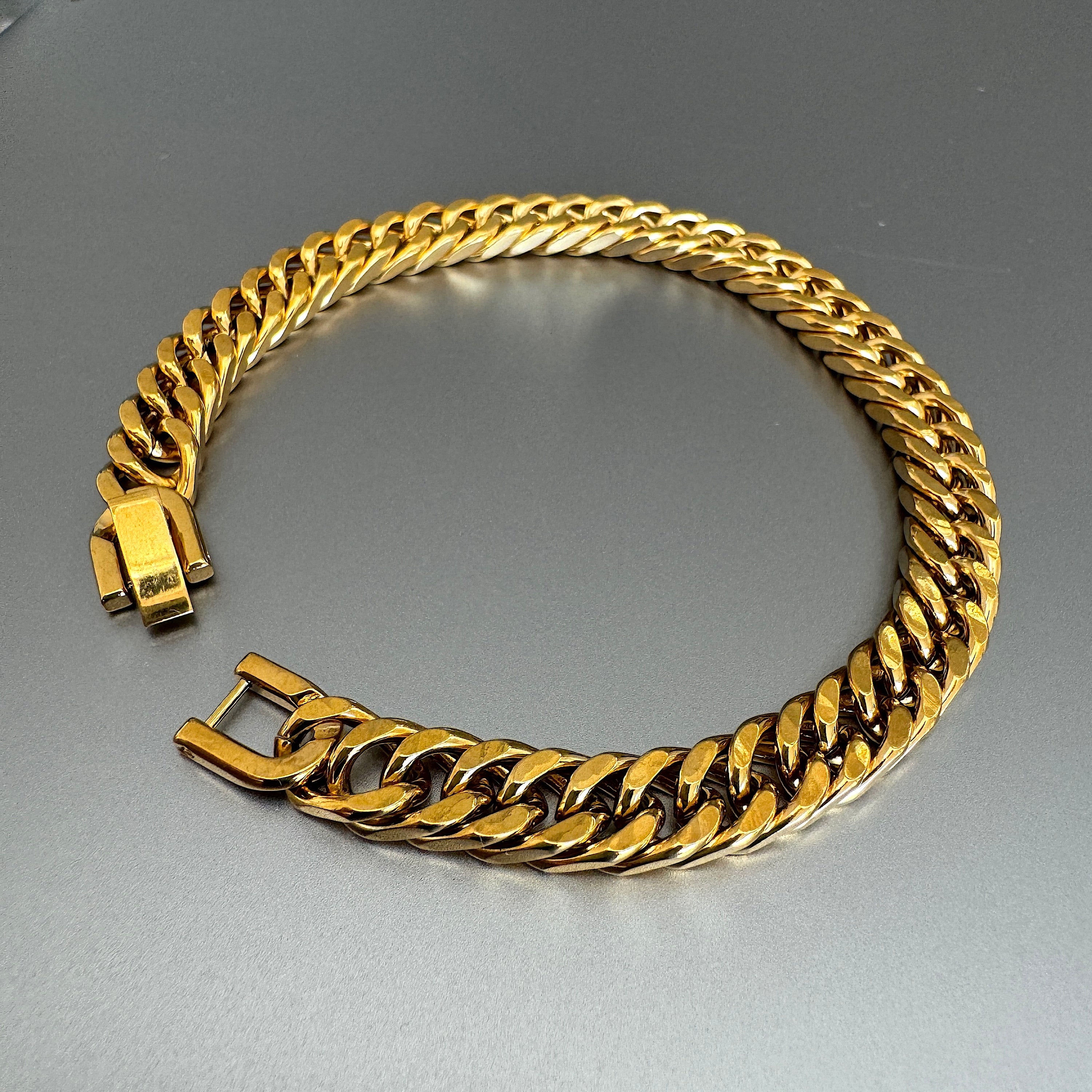 Gold Double Curb Chain Bracelet