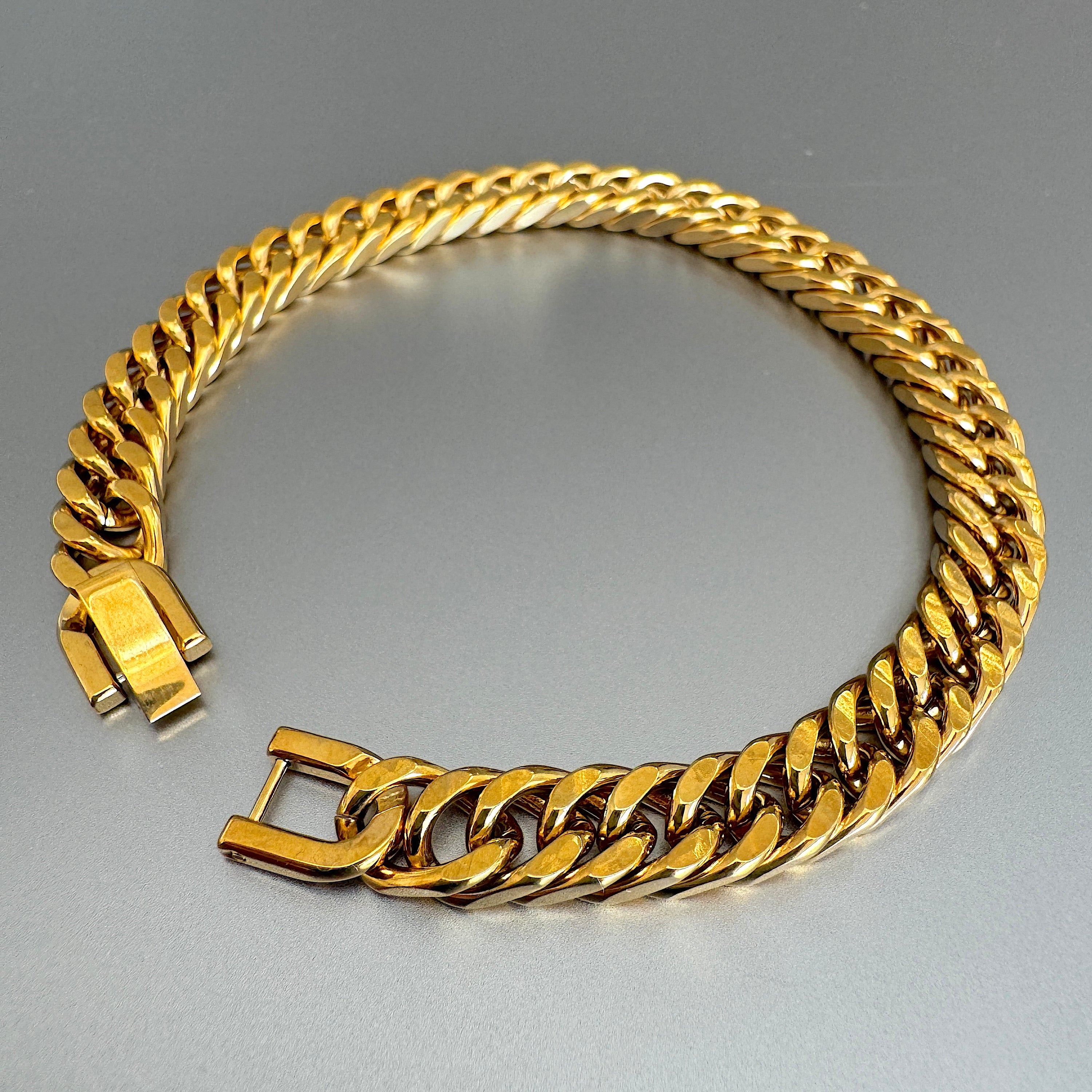 Gold Double Curb Chain Bracelet