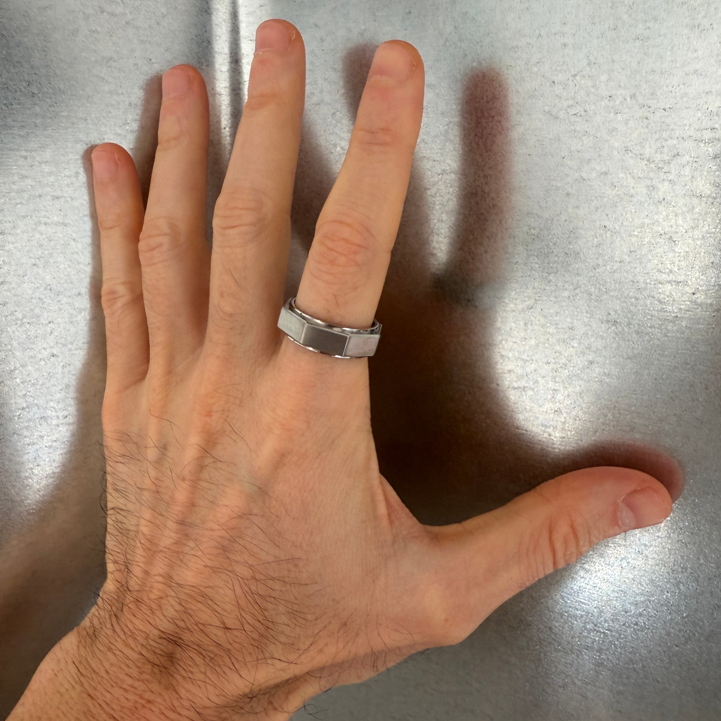 Silver Stainless Octagon Hardware Nut Ring, 8mm