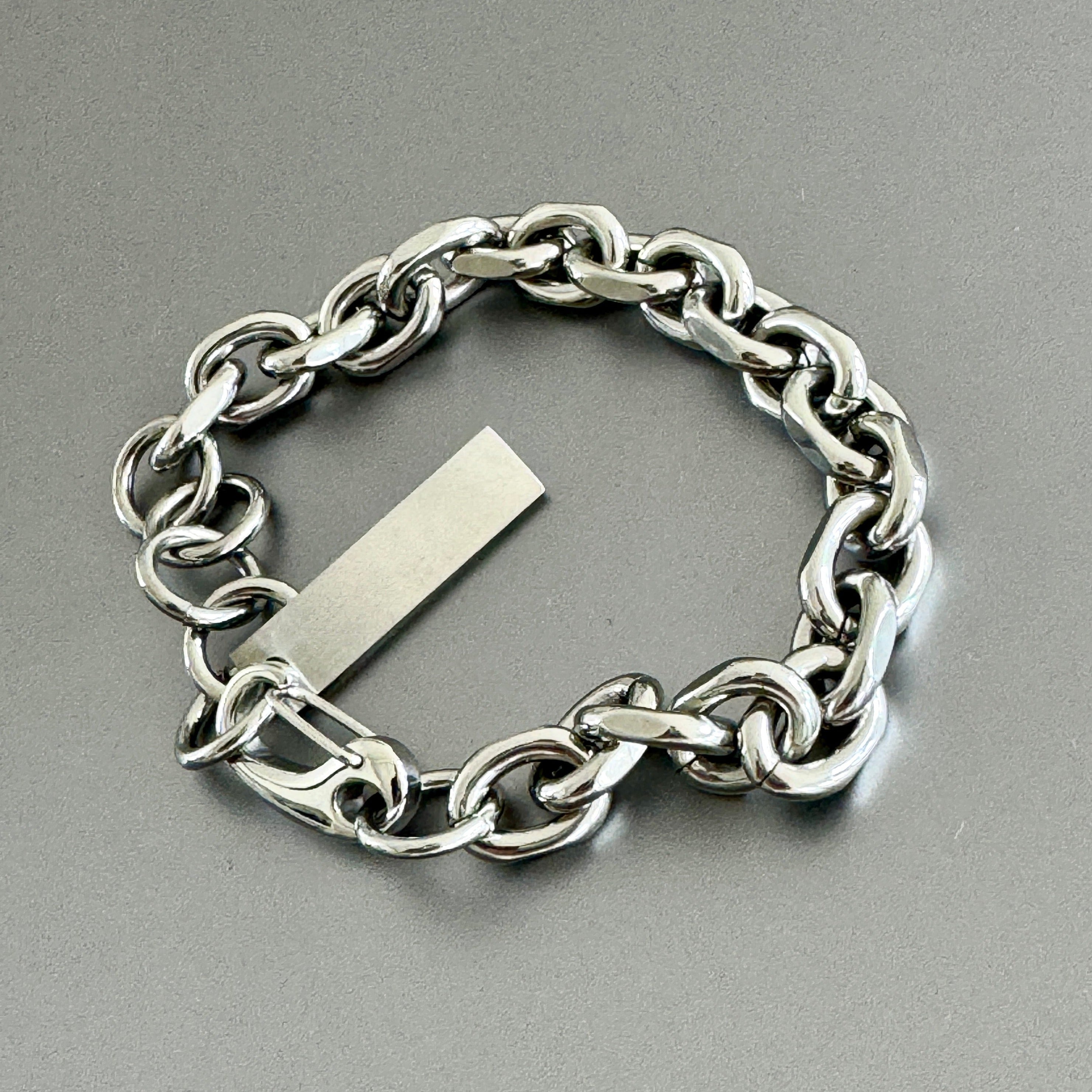 mens oval link chain bracelet stainless steel