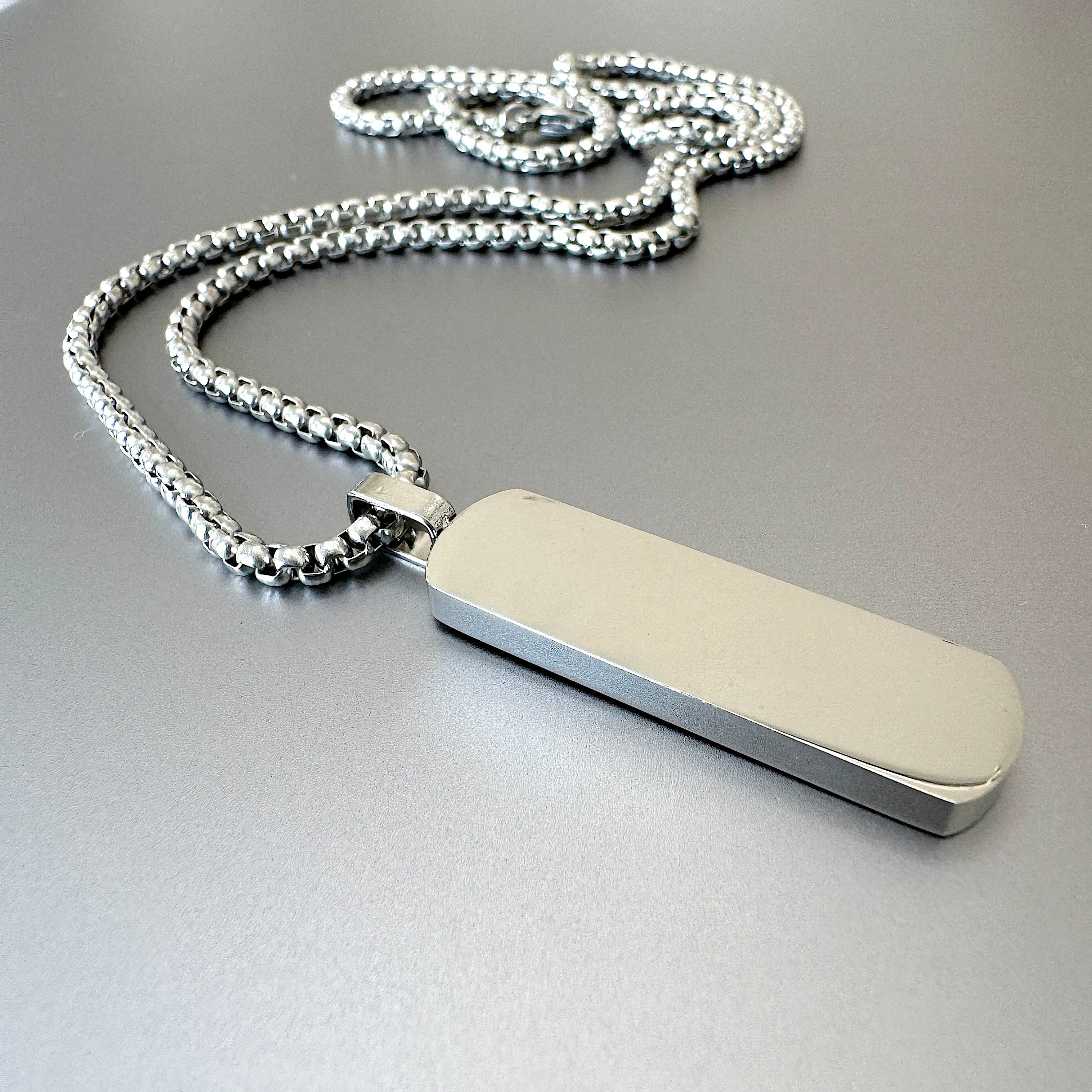 Polished Rounded Silver Bar Pendant