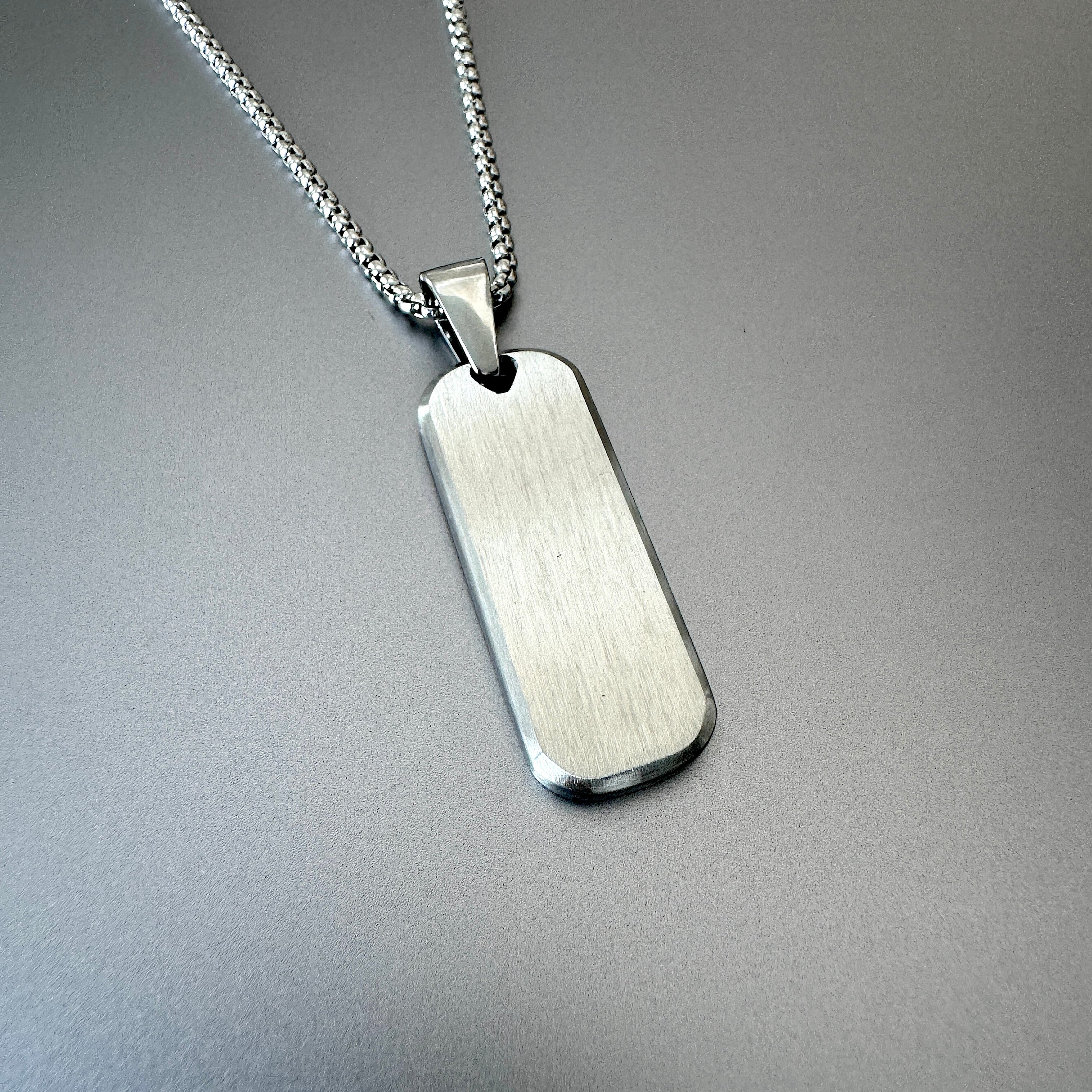 Brushed Steel Silver Bar Pendant