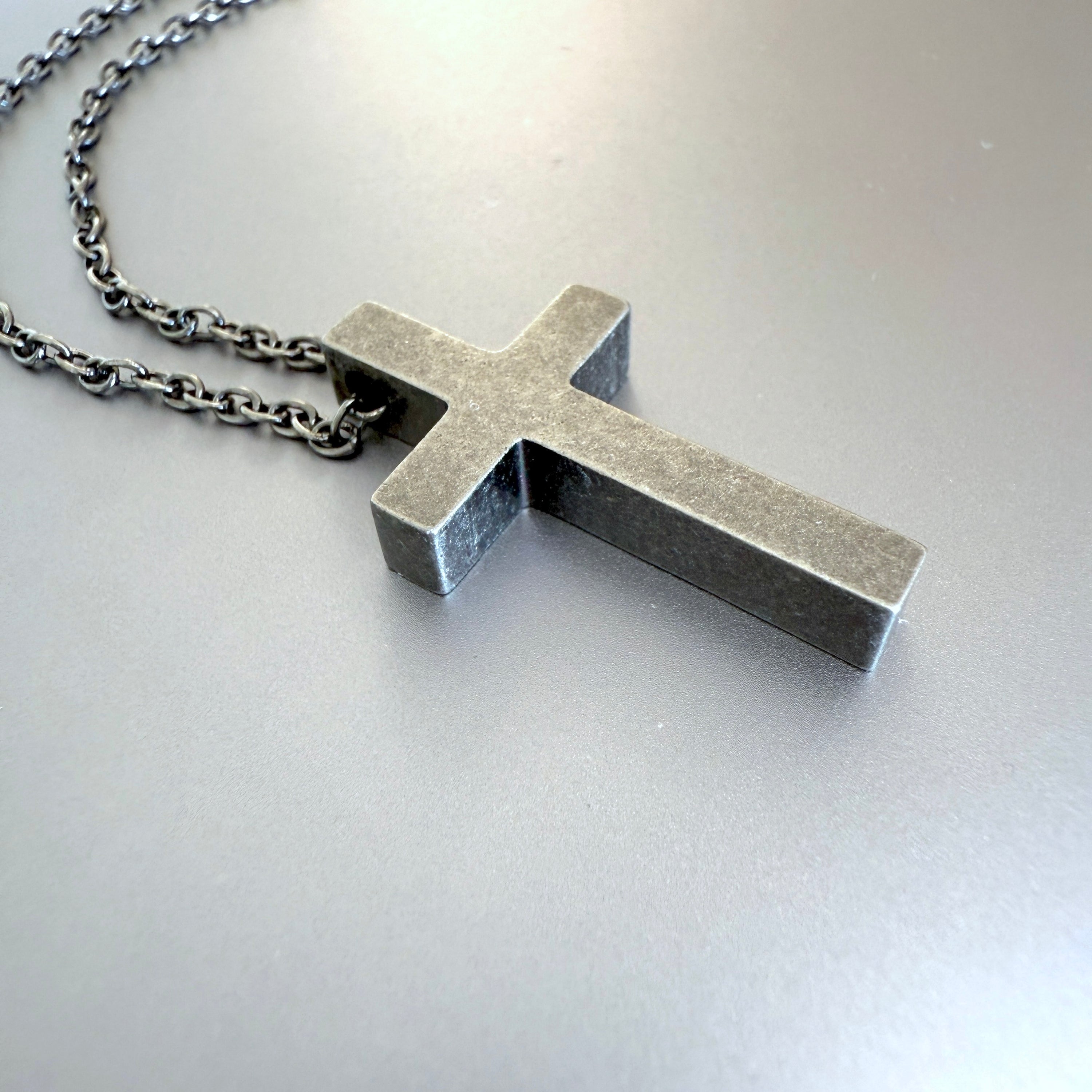 Men's Oxidized Cross Pendant Necklace, 30mm