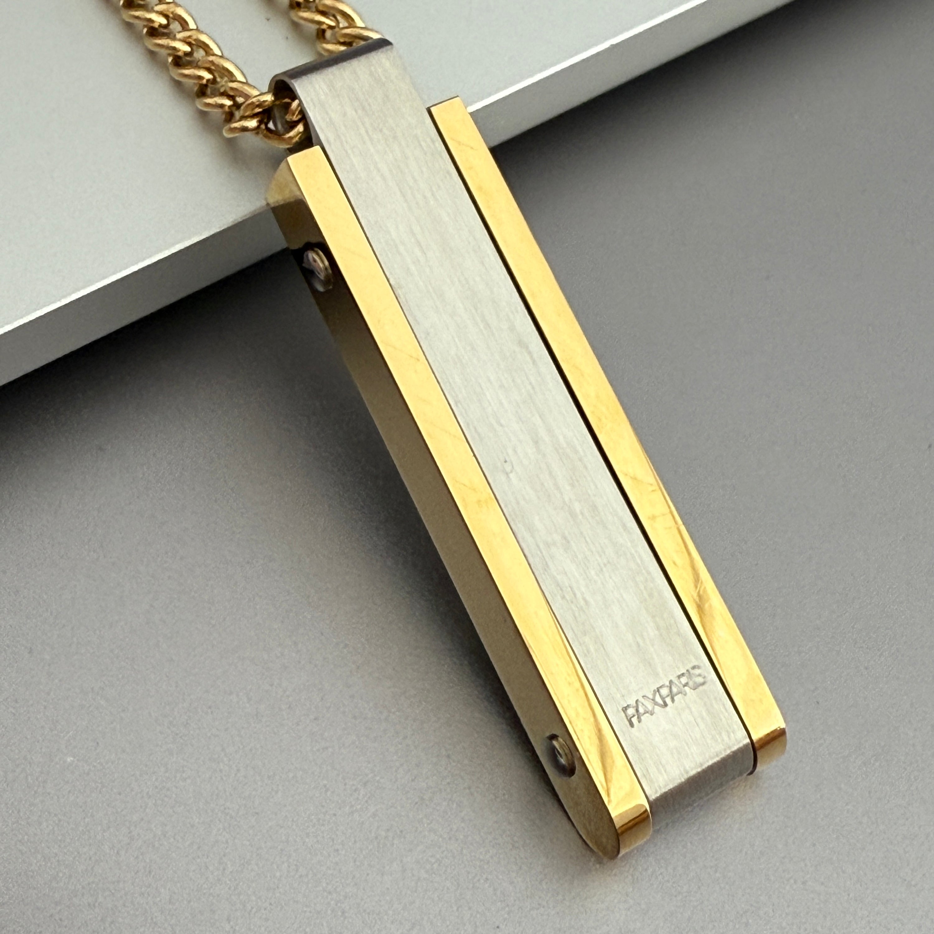 Gold-coated Bar Pendant Necklace