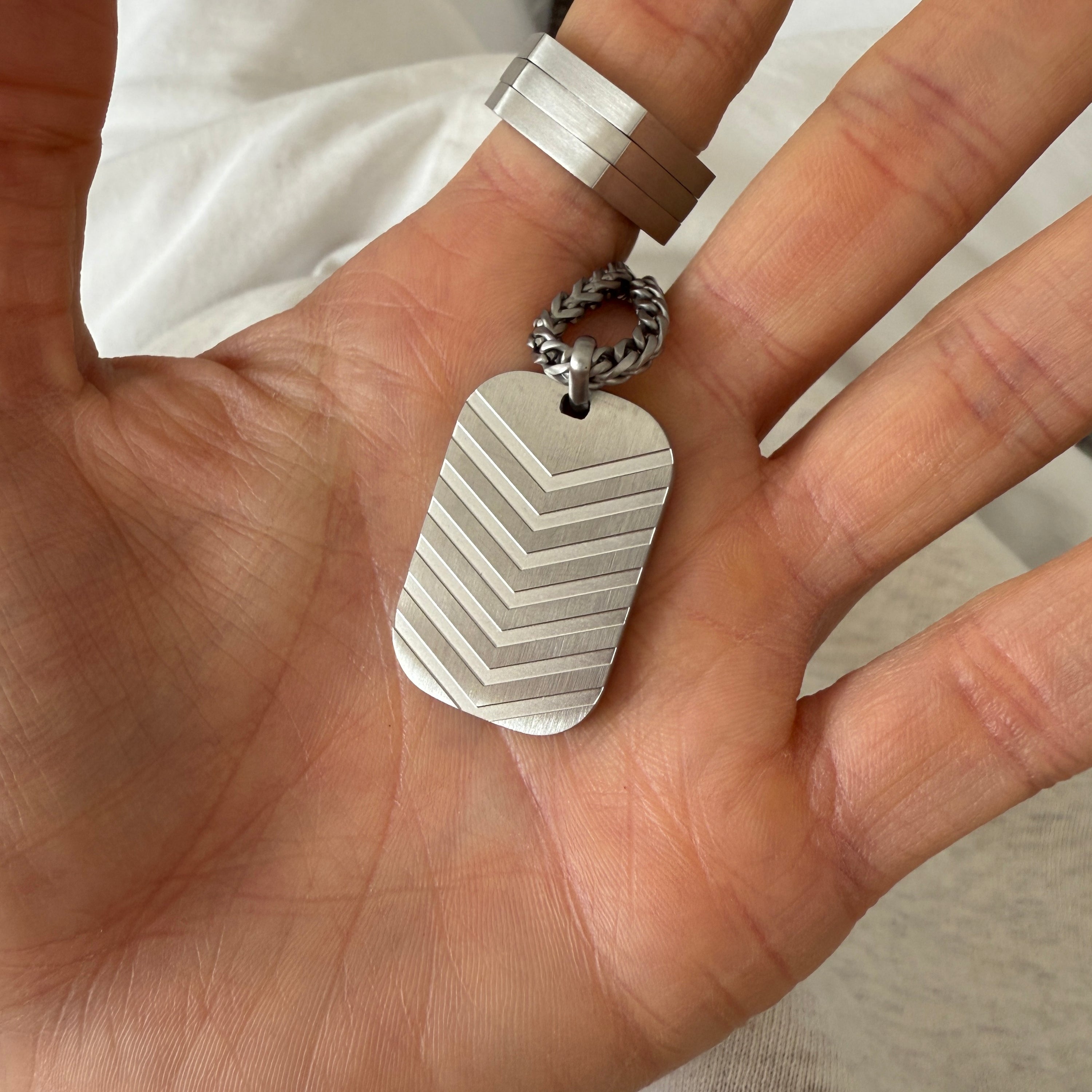 Men's Chevron Tag Pendant Necklace