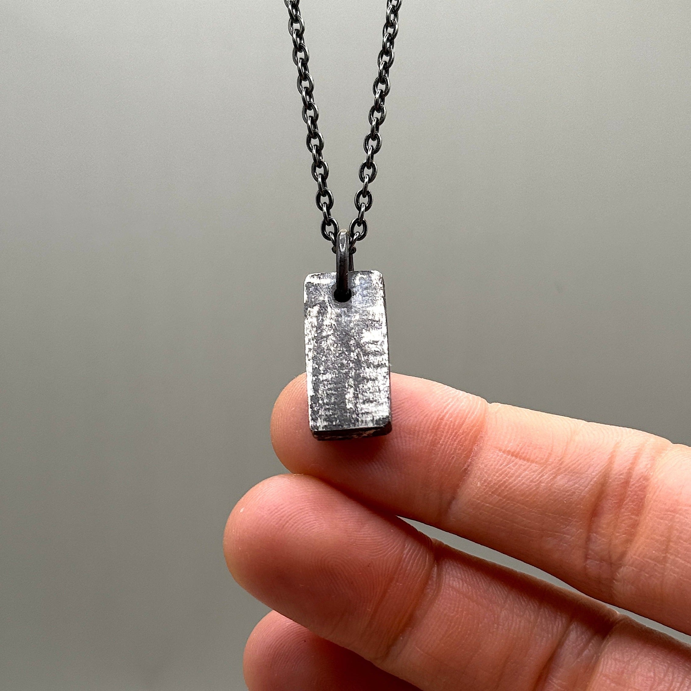 Sterling Silver Oxidized Bar Pendant Necklace