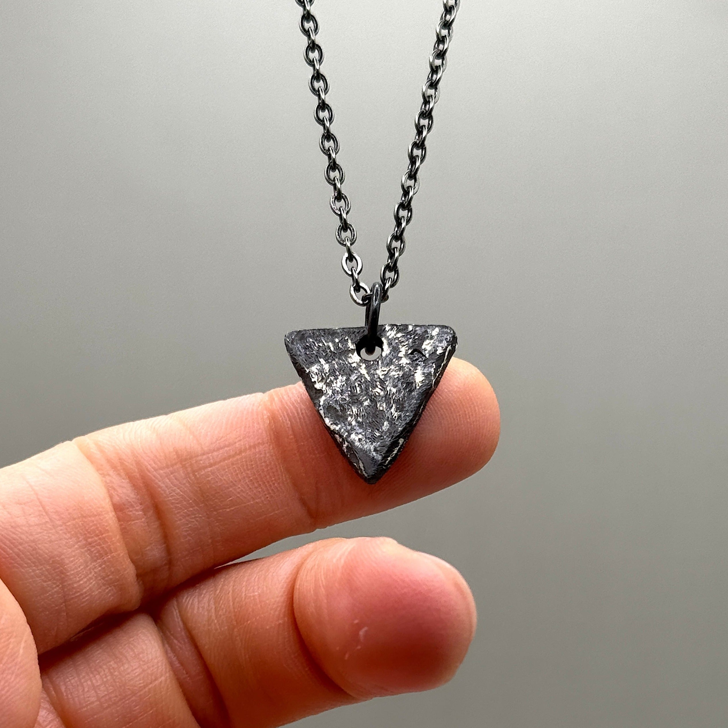 Sterling Silver Oxidized Inverted Triangle Pendant Necklace