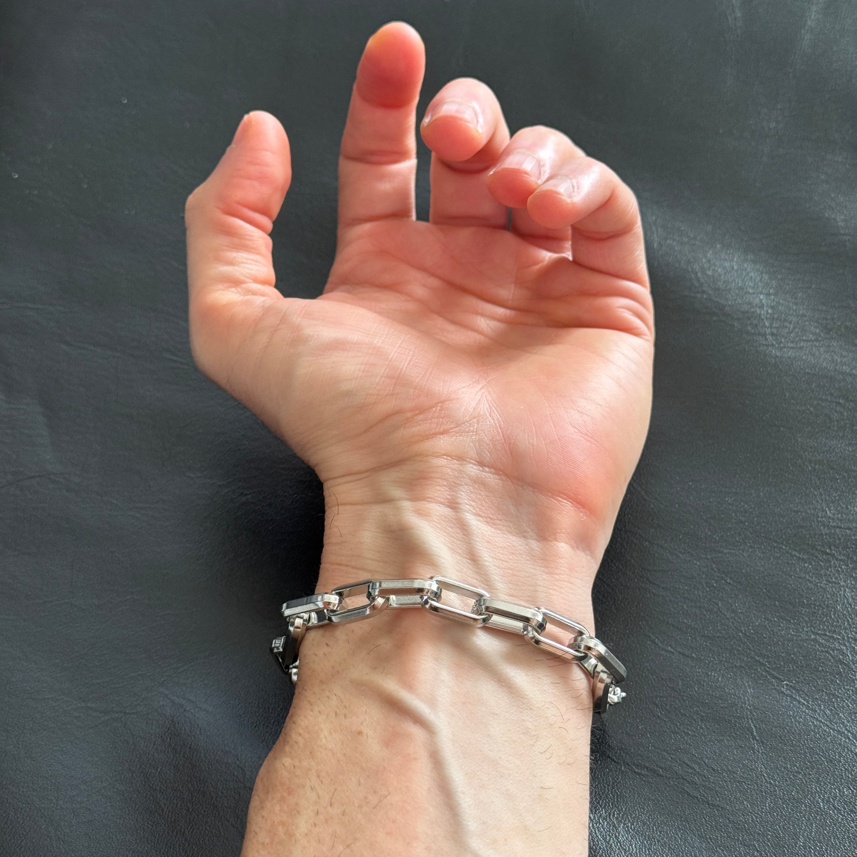 Men's Rectangular Chain Link Bracelet, 9.5mm