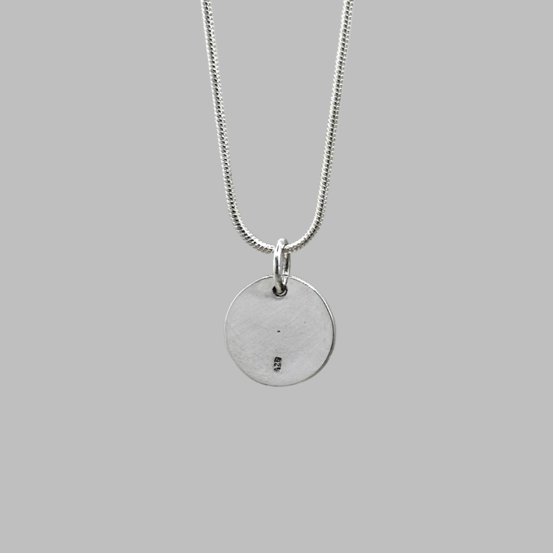 mens sterling silver round pendant necklace on chain