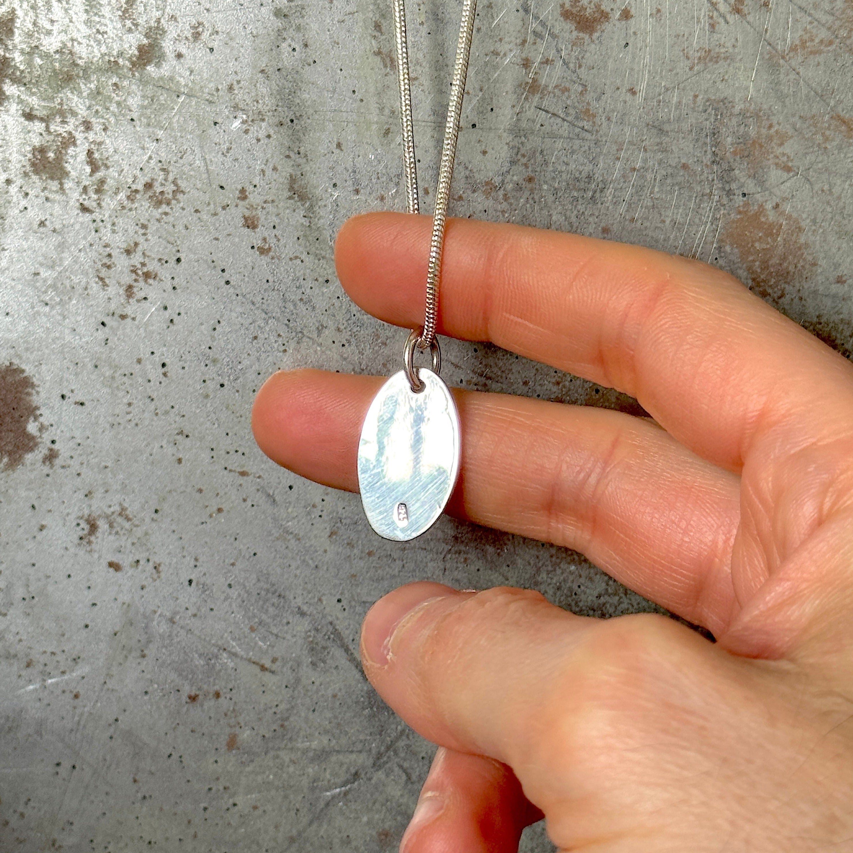 Large Oval Polished Pendant Necklace