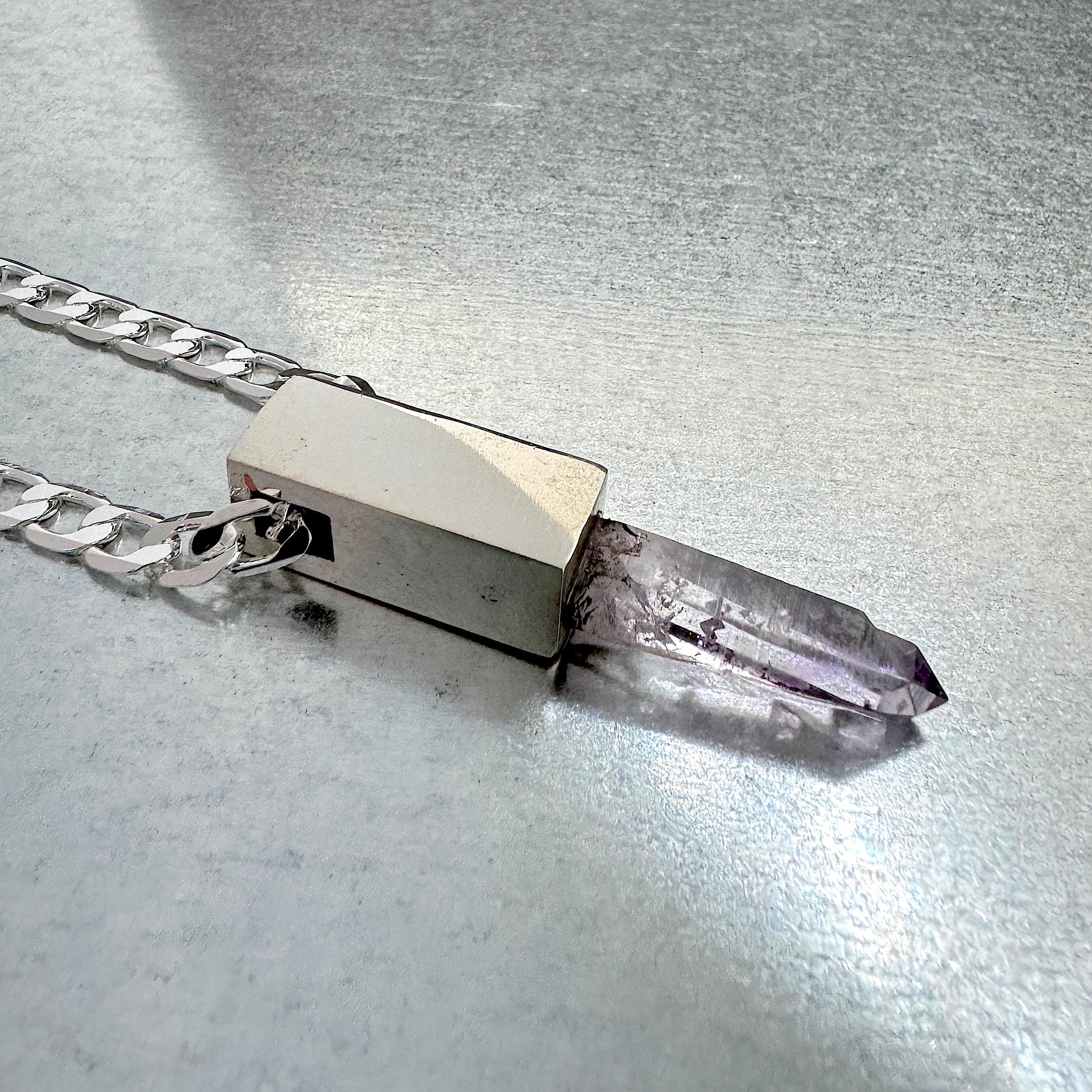 CRYSTAL TALISMAN PENDANT NECKLACE ON STERLING SILVER BASE